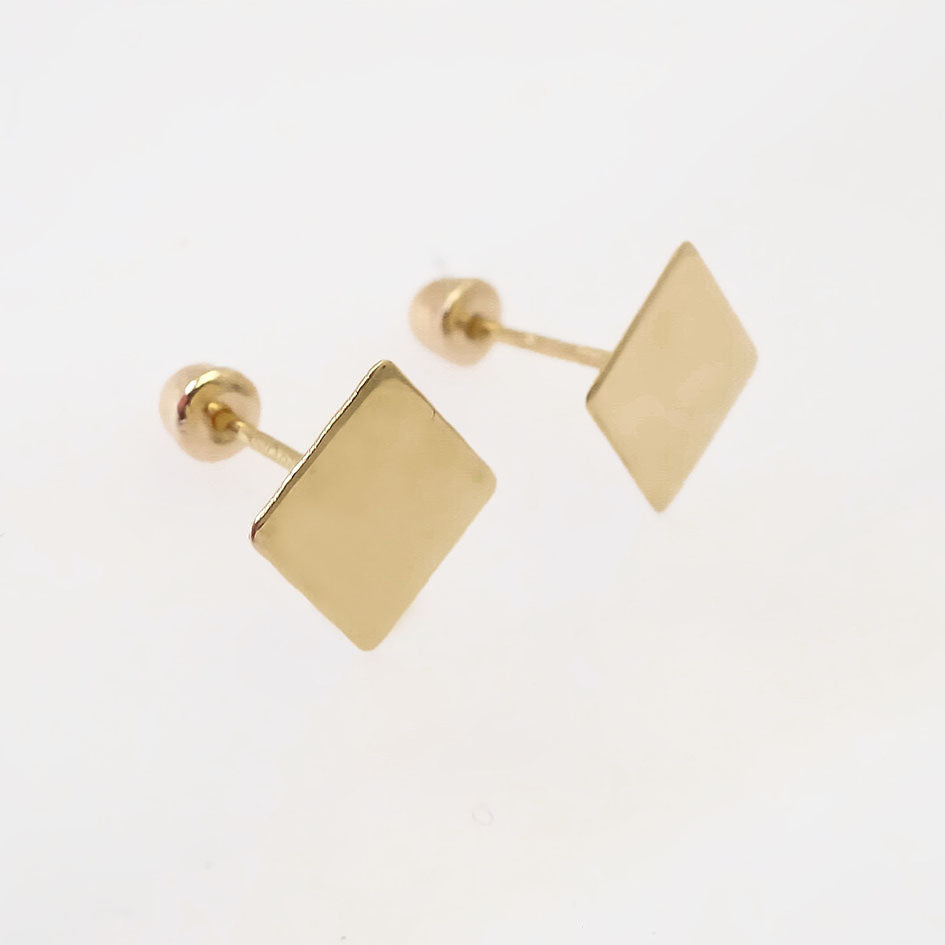 Amor Eterno - Broqueles Tachuela / Aretes / Oro Sólido 10k / Rombo