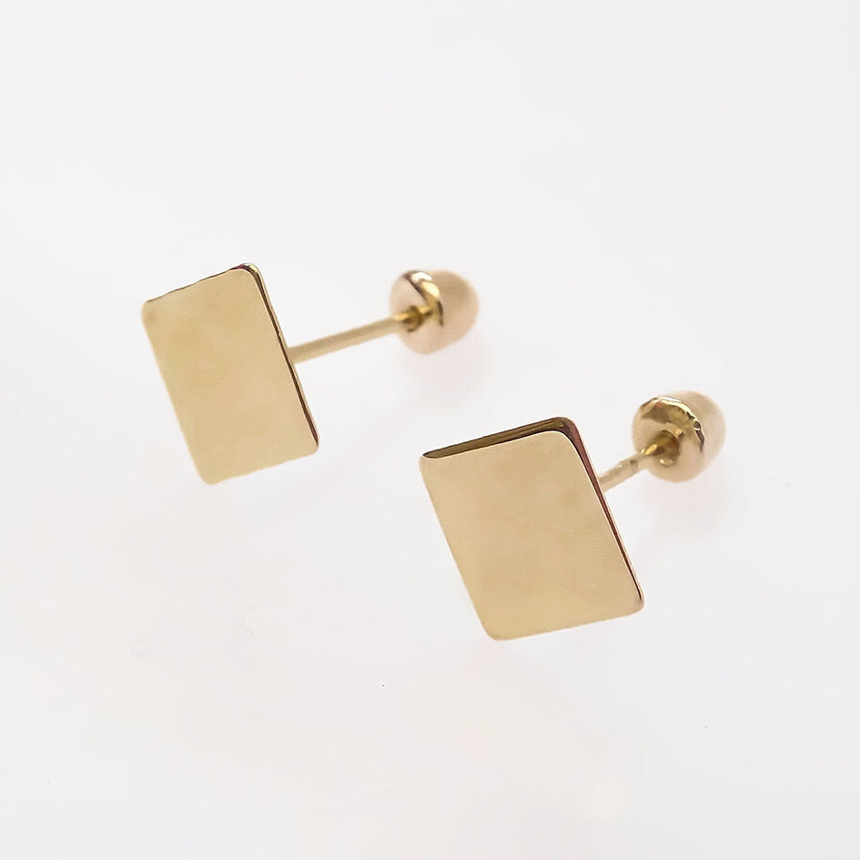 Amor Eterno - Broqueles Tachuela / Aretes / Oro Sólido 10k / Rombo