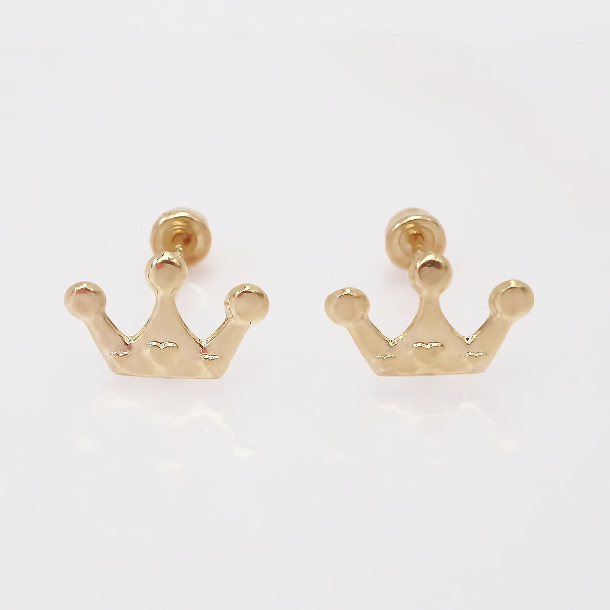 Amor Eterno - Broqueles Tachuela / Aretes / Oro Sólido 10k / Corona