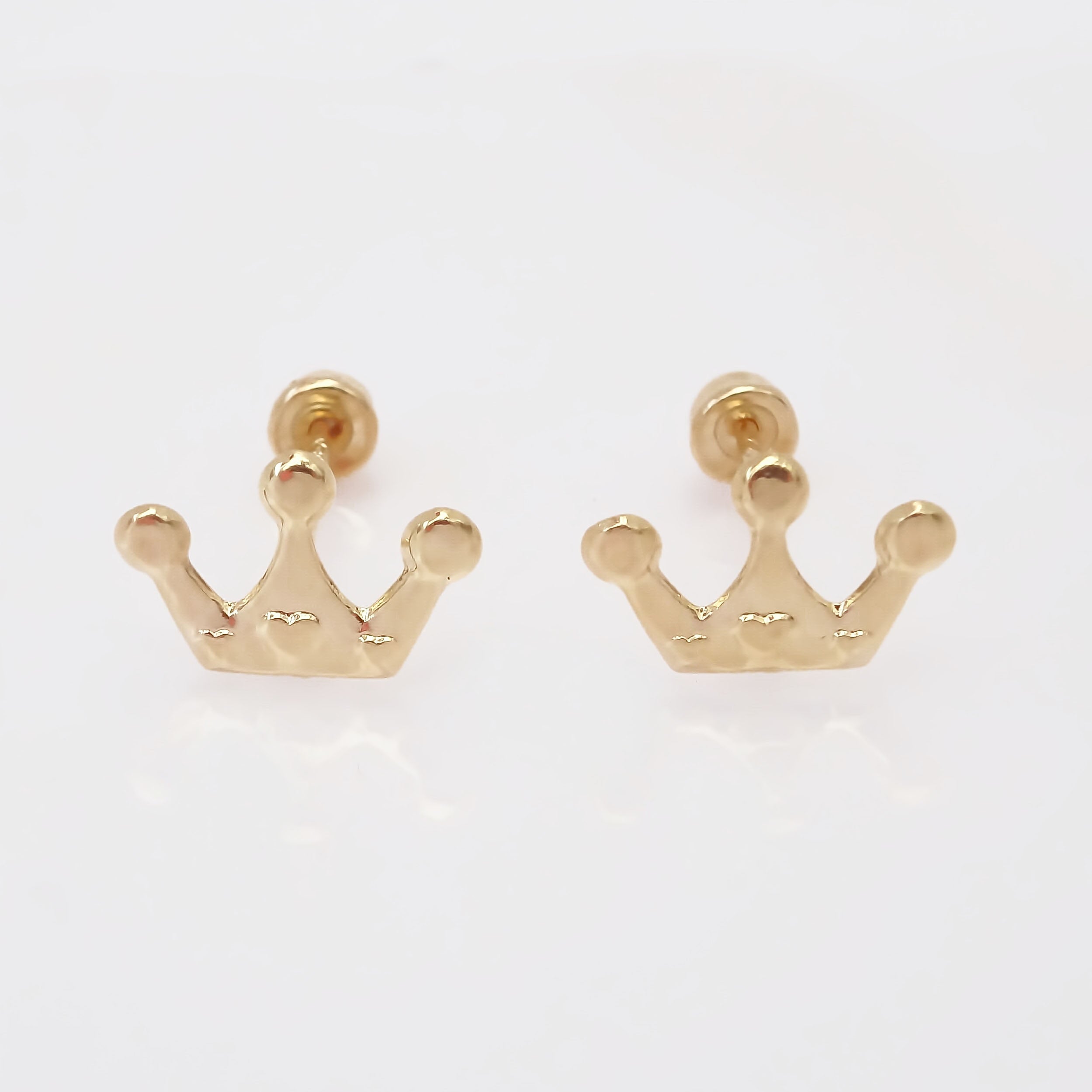 Amor Eterno - Broqueles Tachuela / Aretes / Oro Sólido 10k / Corona