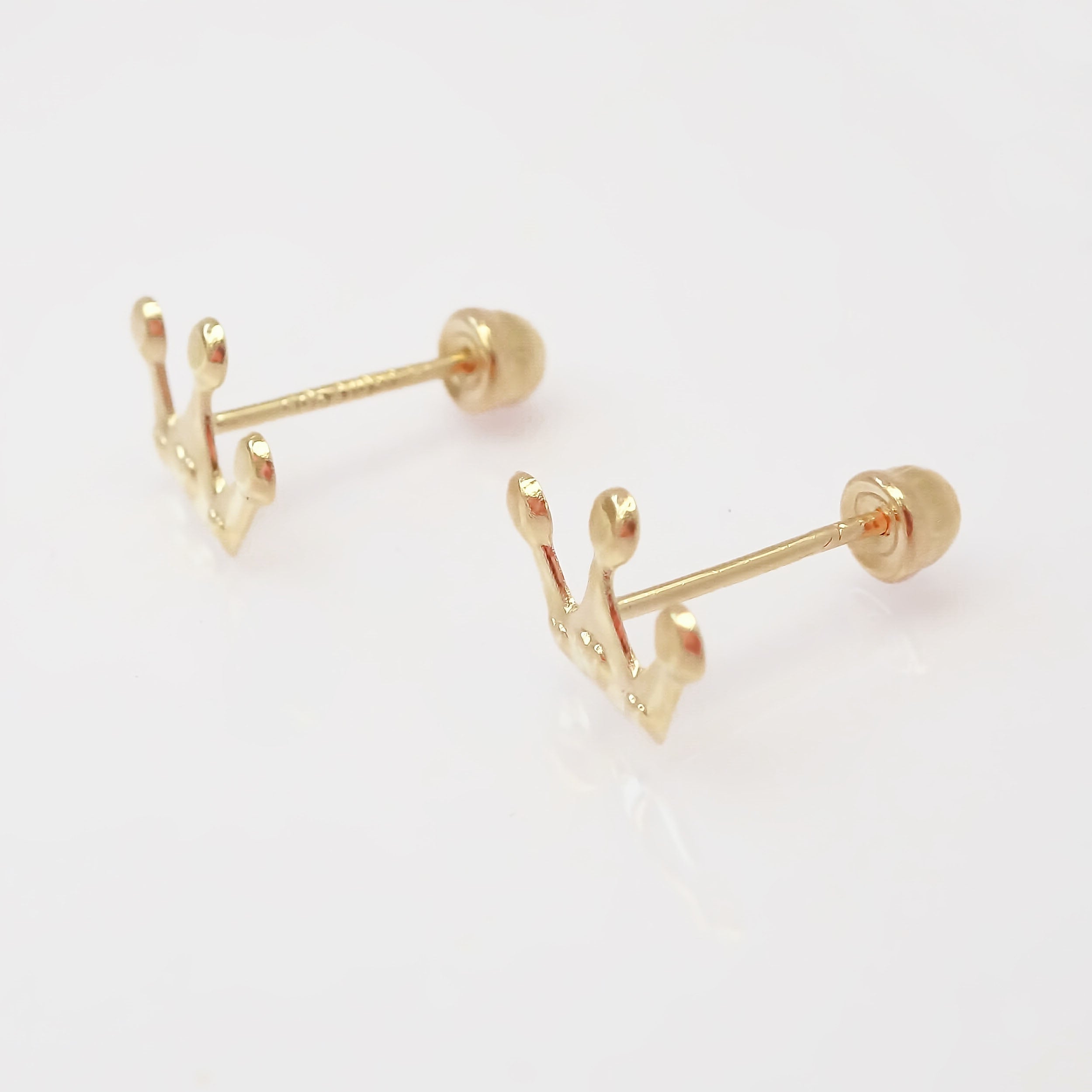 Amor Eterno - Broqueles Tachuela / Aretes / Oro Sólido 10k / Corona