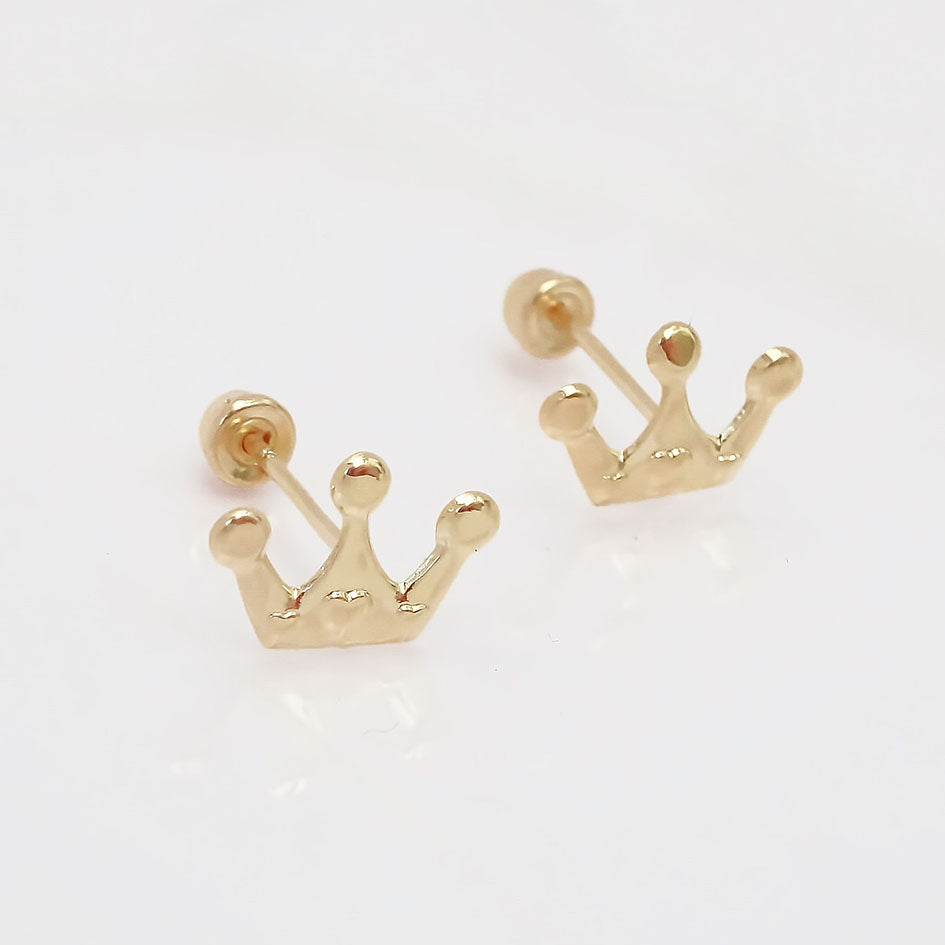 Amor Eterno - Broqueles Tachuela / Aretes / Oro Sólido 10k / Corona
