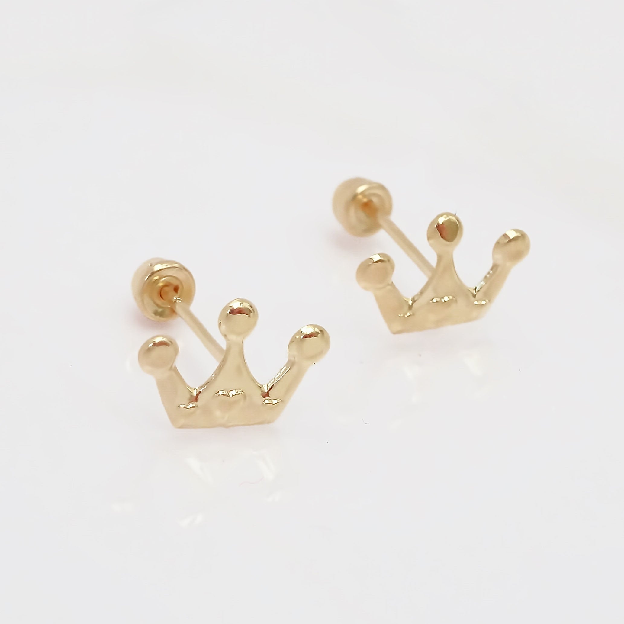 Amor Eterno - Broqueles Tachuela / Aretes / Oro Sólido 10k / Corona