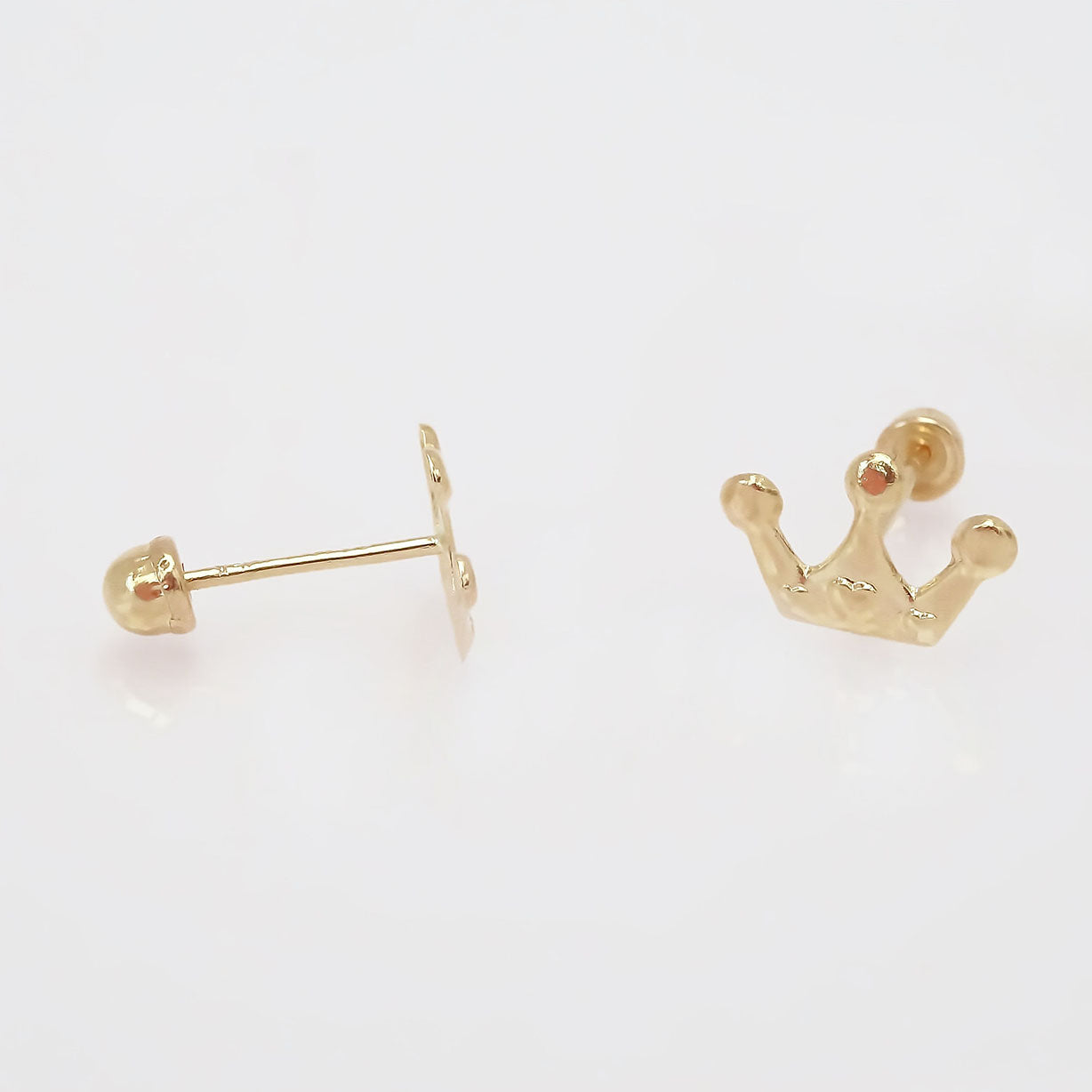 Amor Eterno - Broqueles Tachuela / Aretes / Oro Sólido 10k / Corona