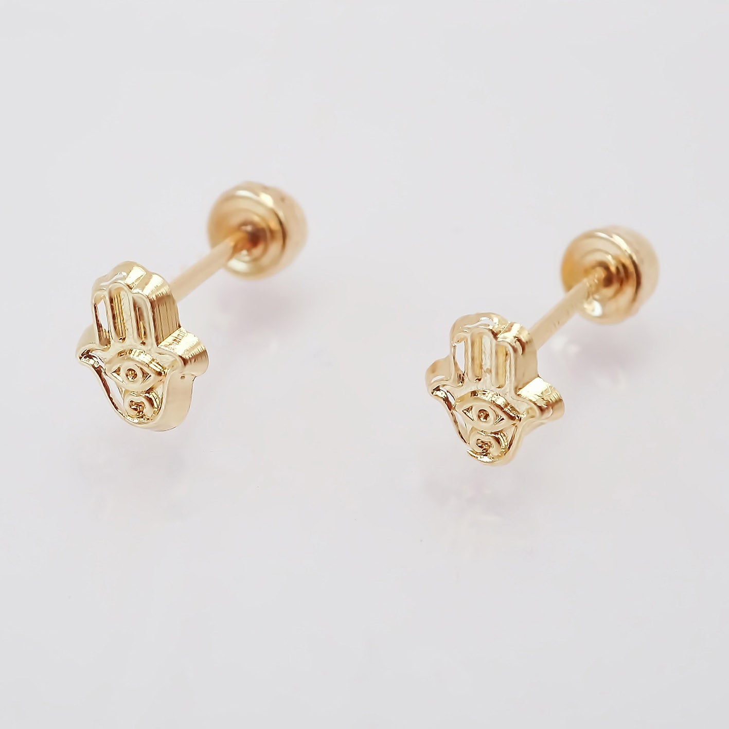 Amor Eterno - Broqueles / Mini Mano De Fátima / Oro 10k