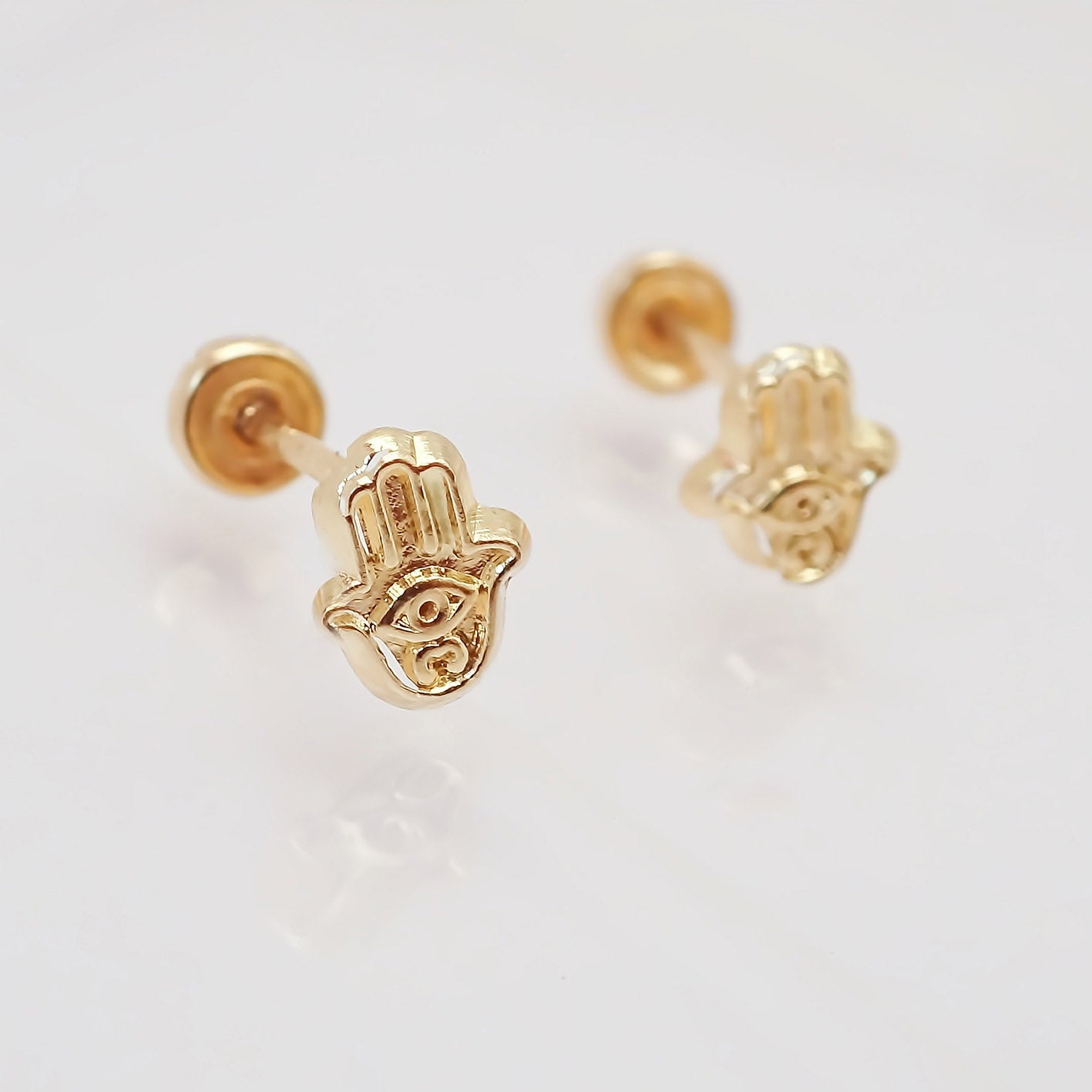 Amor Eterno - Broqueles / Mini Mano De Fátima / Oro 10k