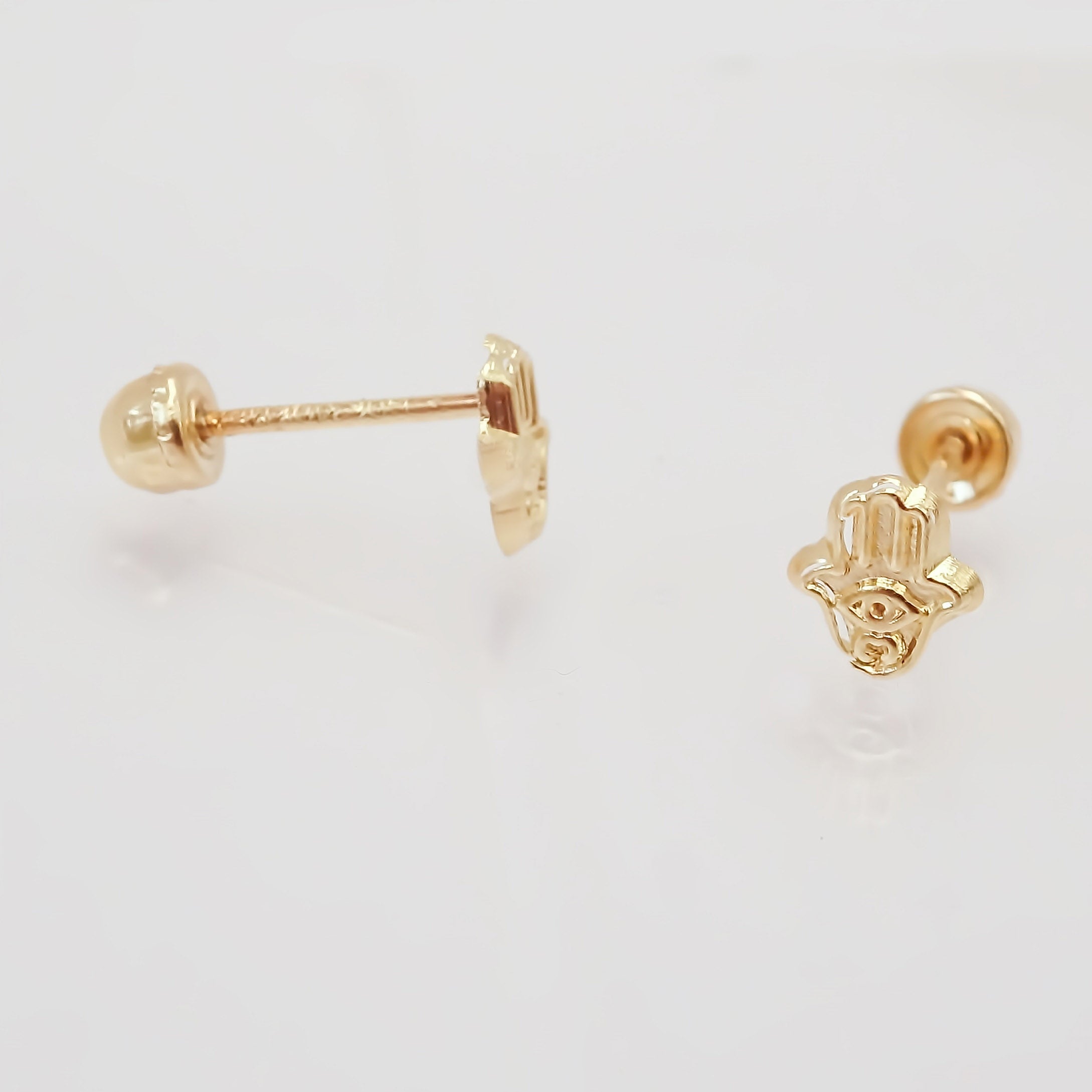 Amor Eterno - Broqueles / Mini Mano De Fátima / Oro 10k