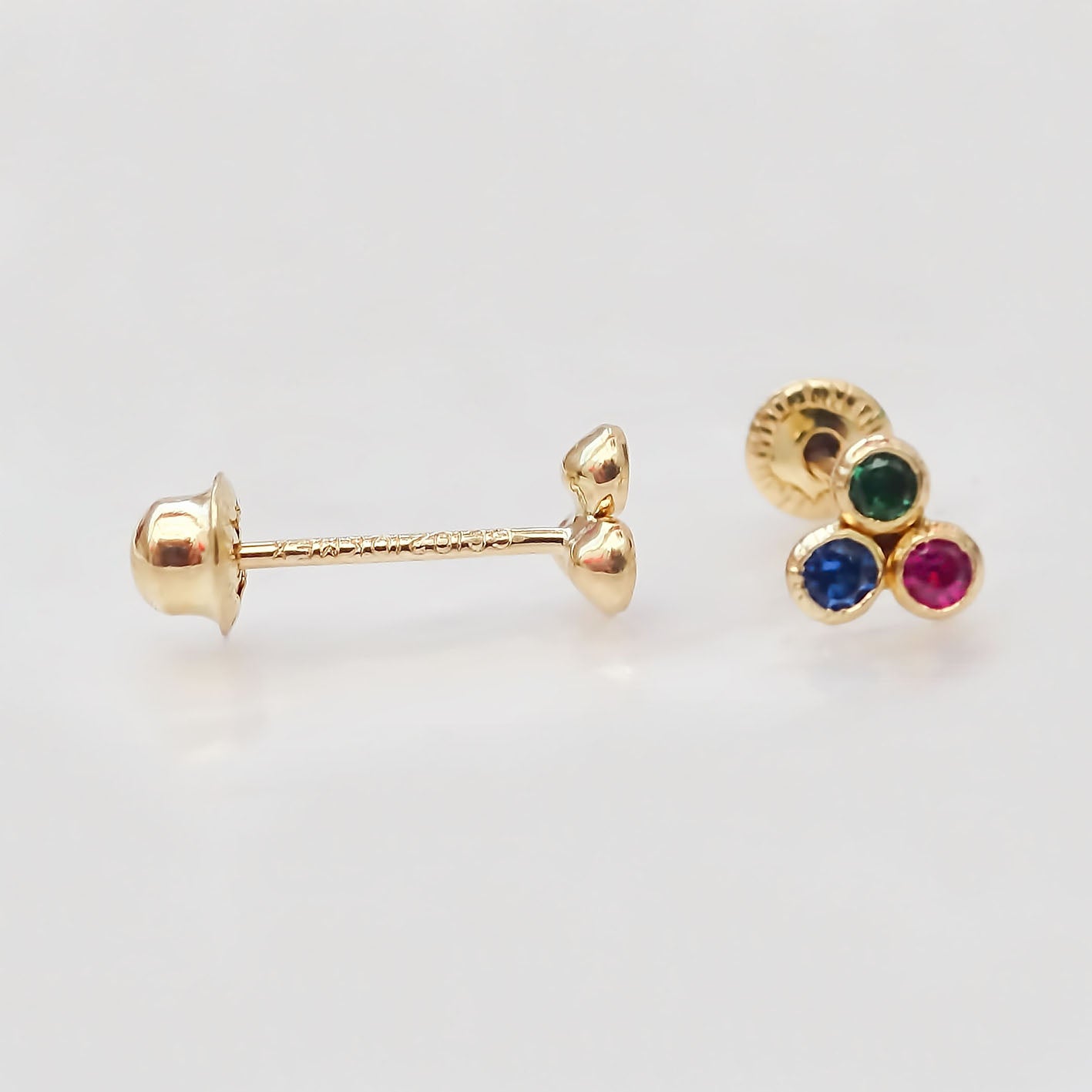 Amor Eterno - Broqueles Mini Trébol / Aretes / Oro 10k / Multicolor