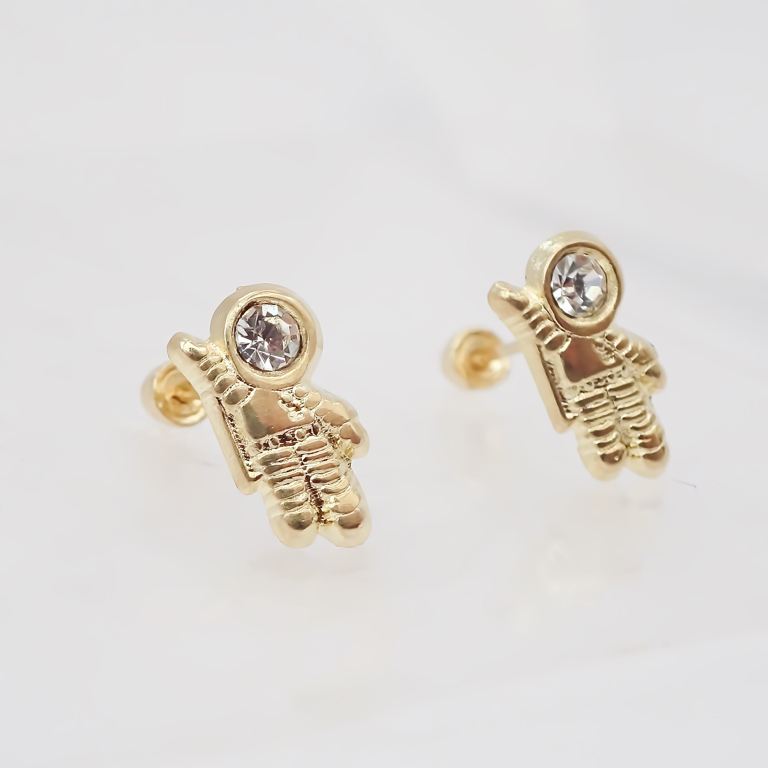 Amor Eterno - Broqueles Astronauta / Aretes / Oro 10k