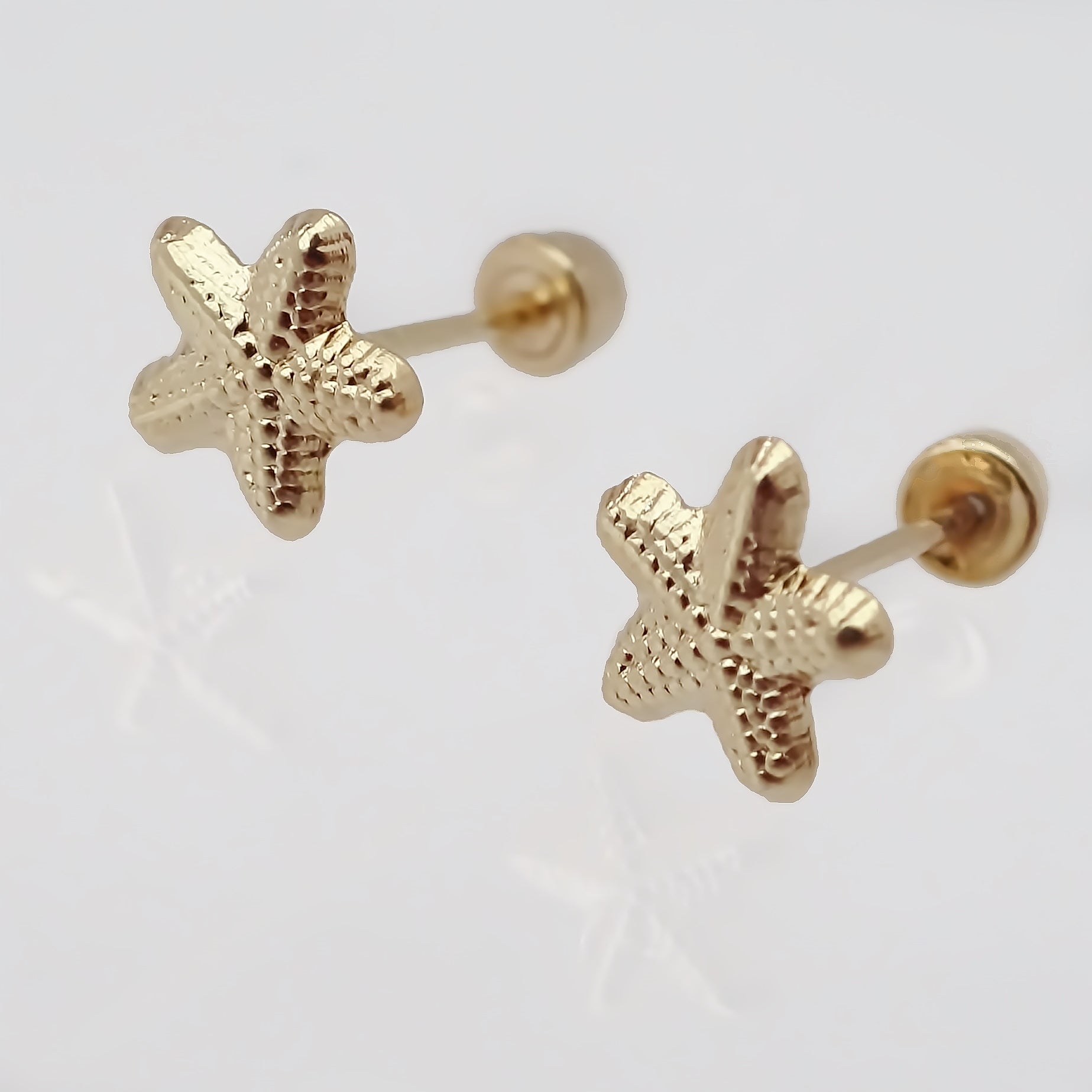 Amor Eterno - Broqueles Estrella Mar Mini / Aretes / Oro 10k