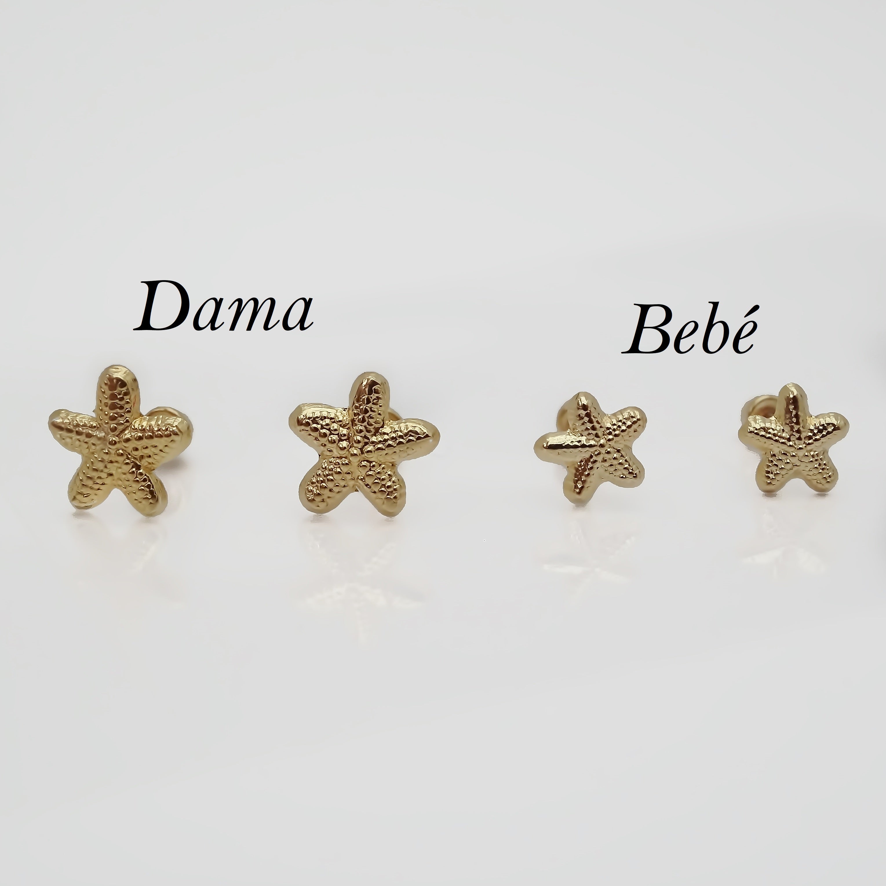 Amor Eterno - Broqueles Estrella Mar Dama / Aretes / Oro 10k