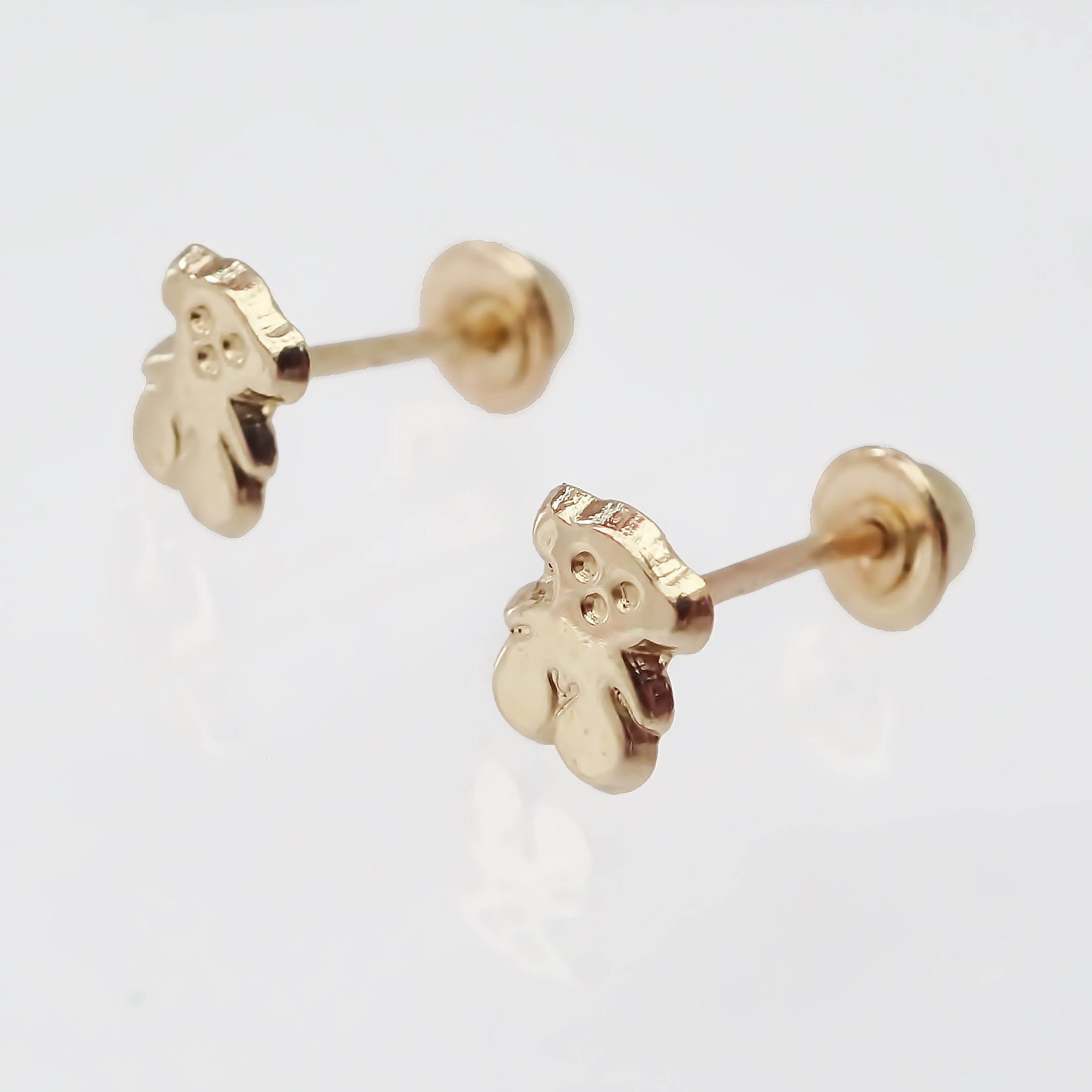 Amor Eterno - Broqueles / Aretes Osito Mini Bebé / Oro 10k