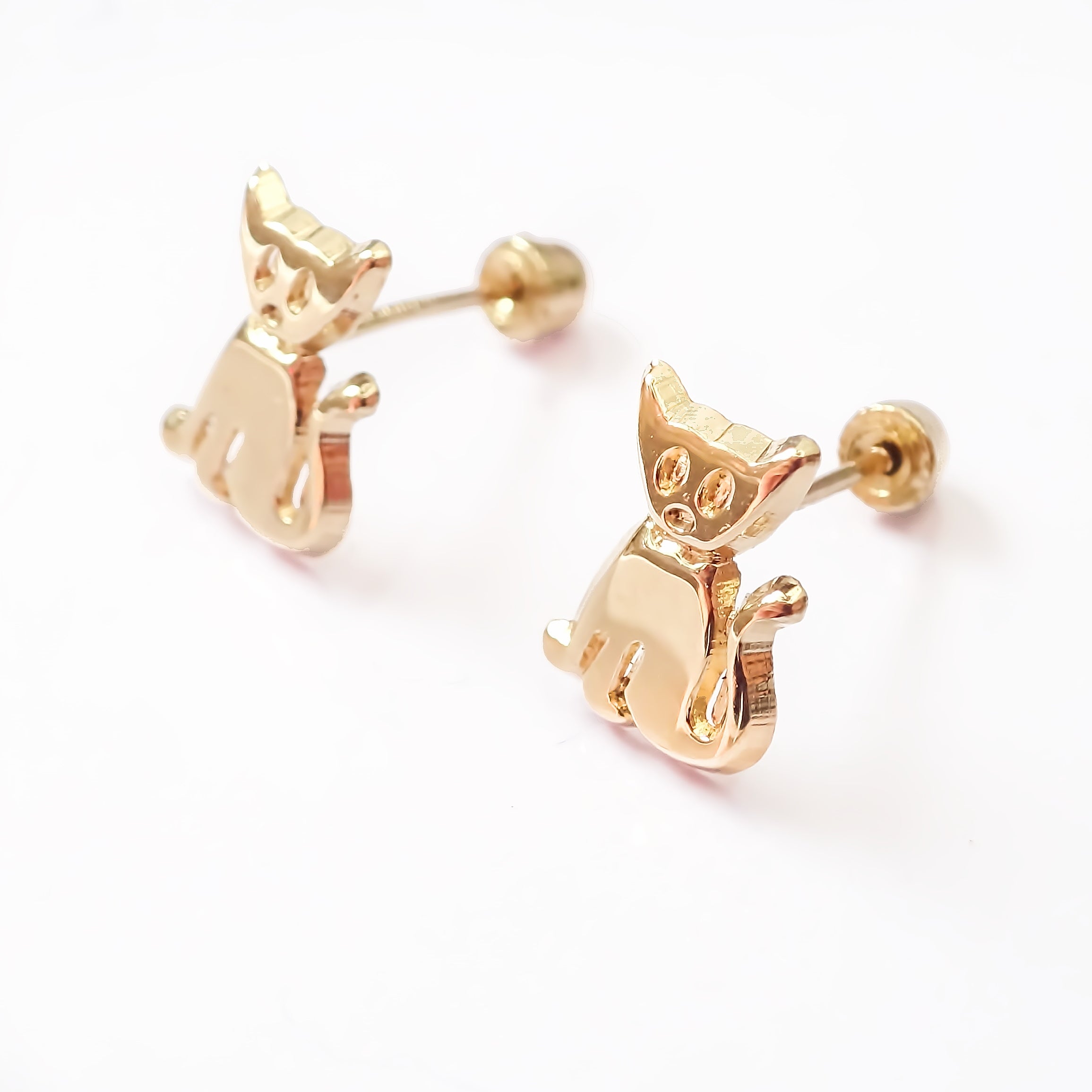 Amor Eterno - Broqueles / Aretes Gato Gatito / Oro 10k