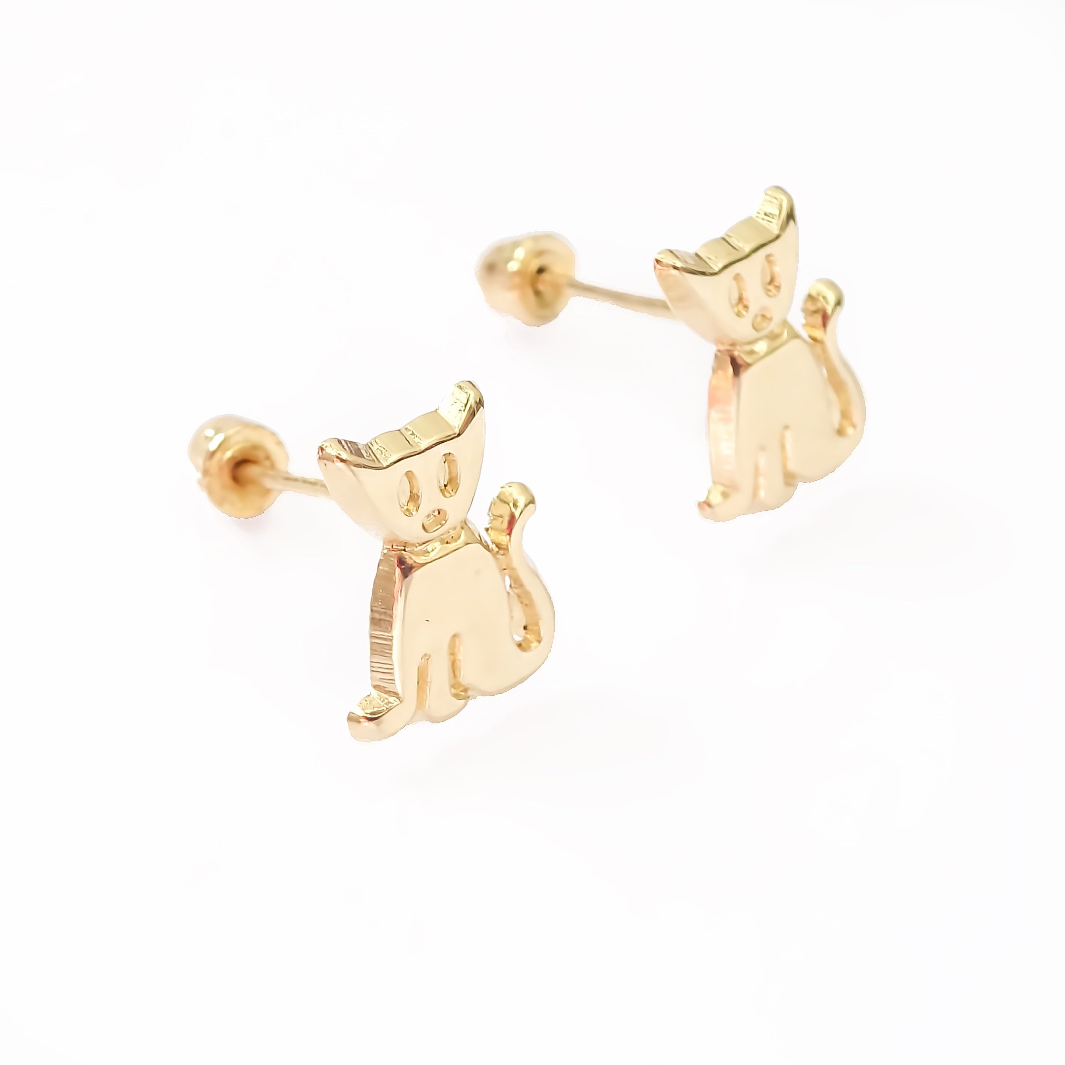 Amor Eterno - Broqueles / Aretes Gato Gatito / Oro 10k