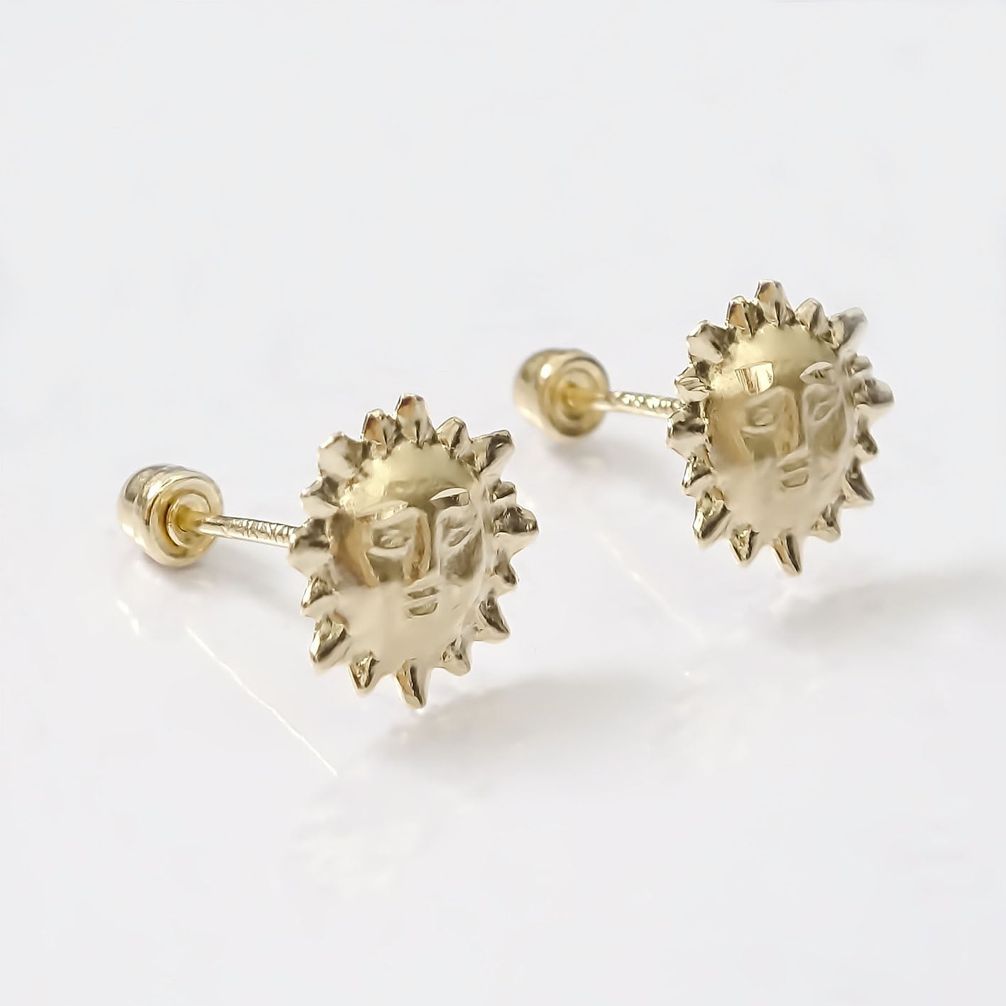 Amor Eterno - Broqueles / Aretes Sol Bebé / Oro 10k
