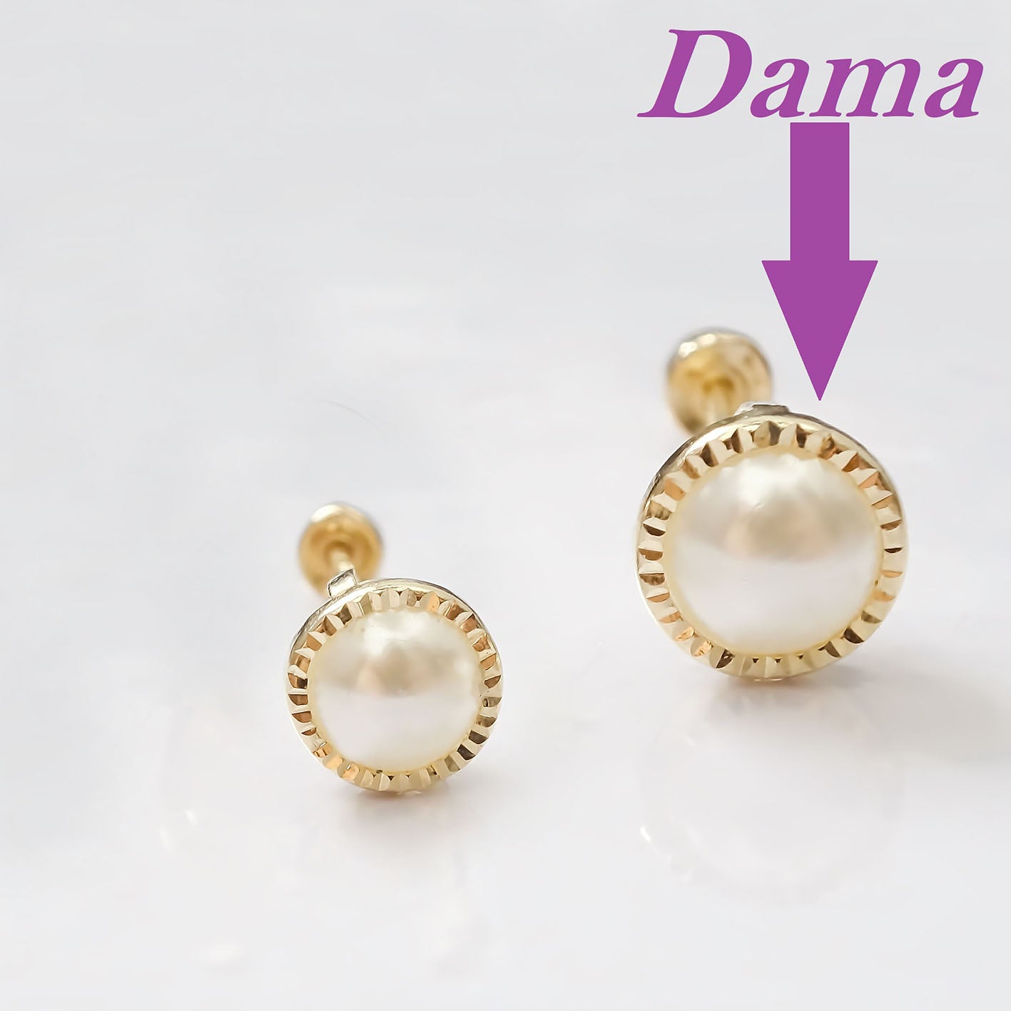 Amor Eterno - Broqueles Perla Facetada / Aretes / Oro 10k