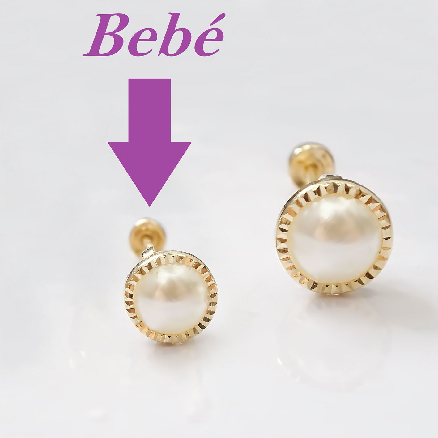 Amor Eterno - Broqueles Perla Facetada Mini Aretes Oro 10k