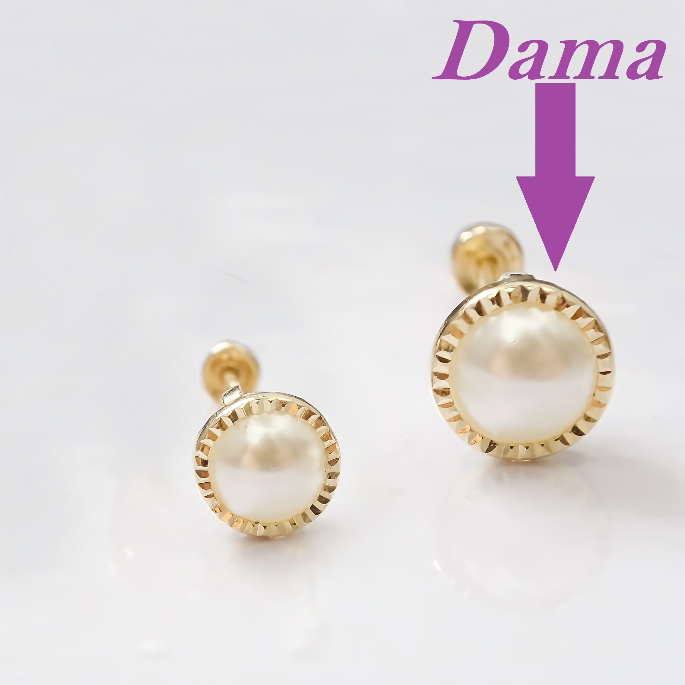 Amor Eterno - Broqueles Perla Facetada / Aretes / Oro 10k