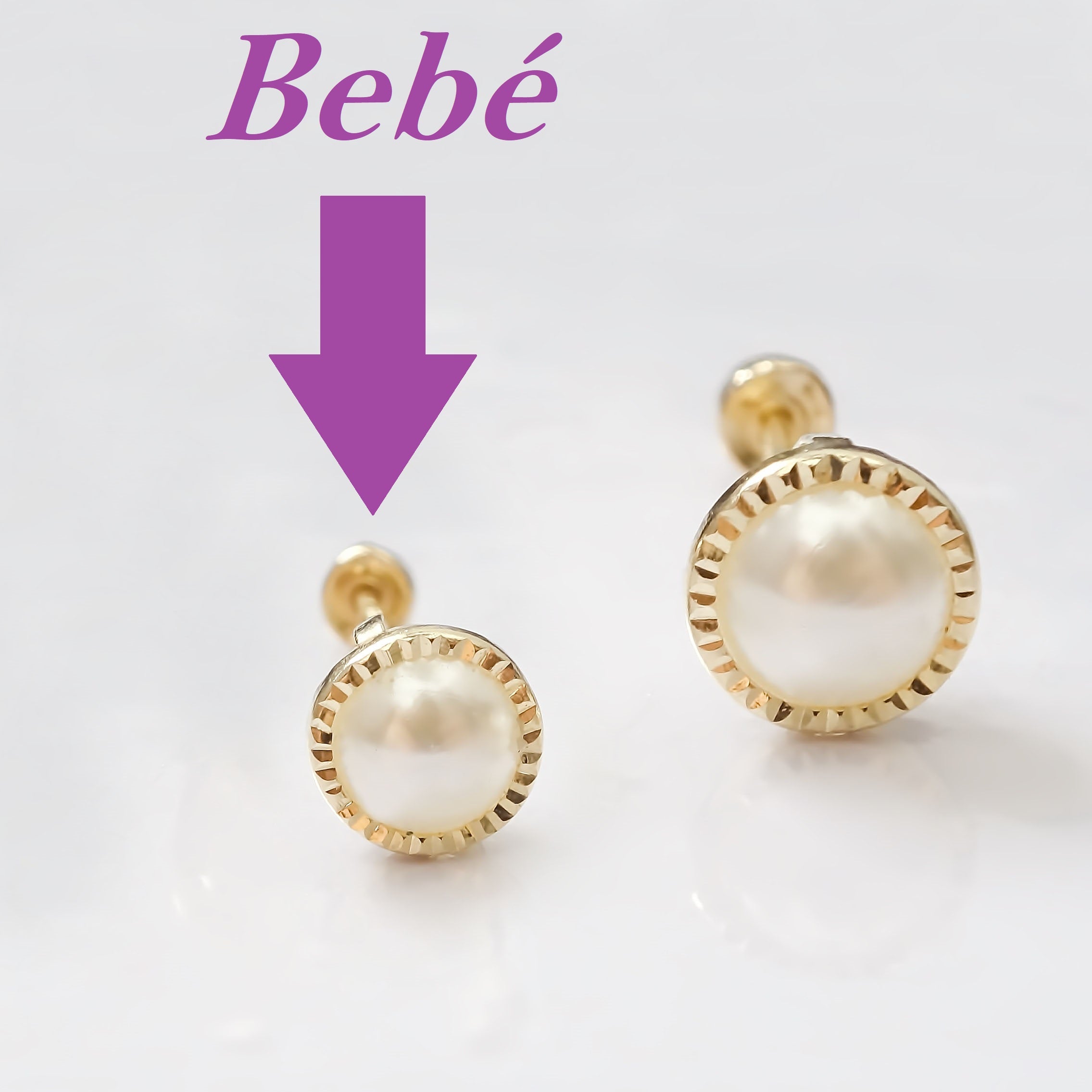 Amor Eterno - Broqueles Perla Facetada Mini Aretes Oro 10k