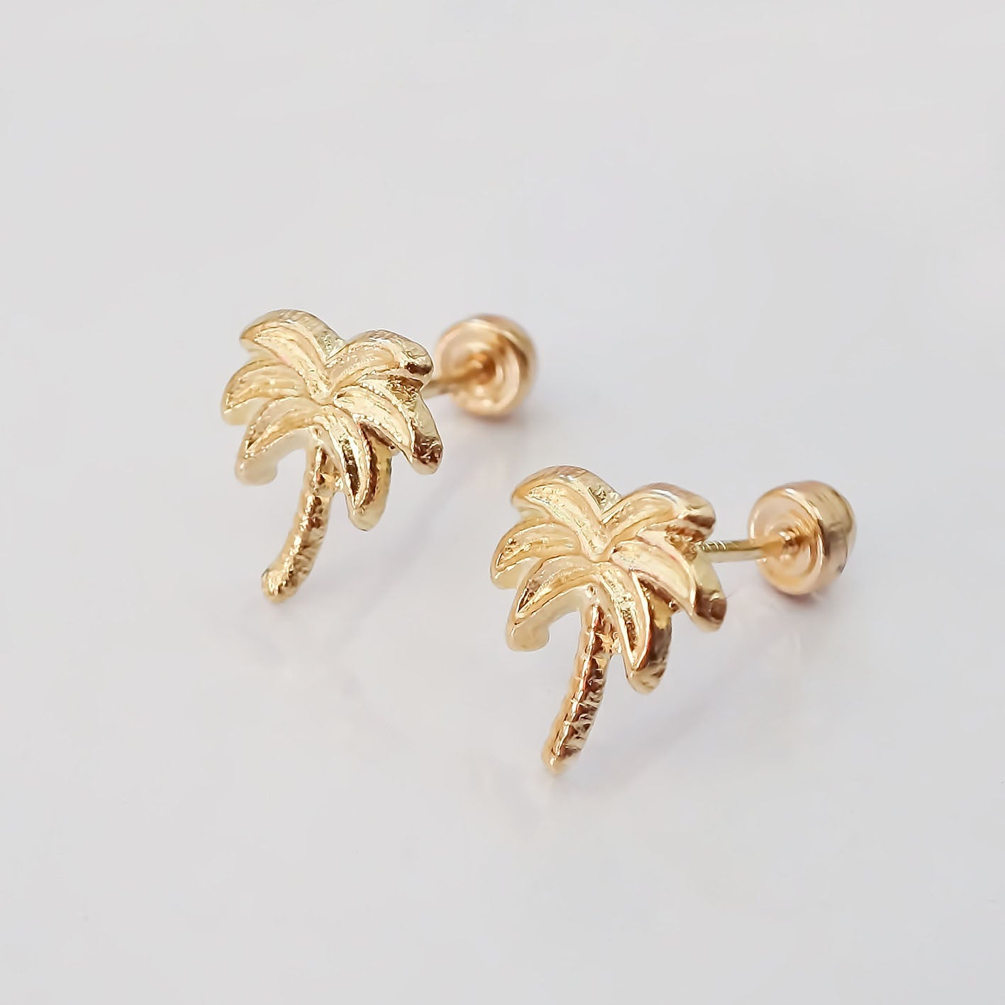 Amor Eterno - Broqueles Palmera / Aretes / Oro Sólido 10k