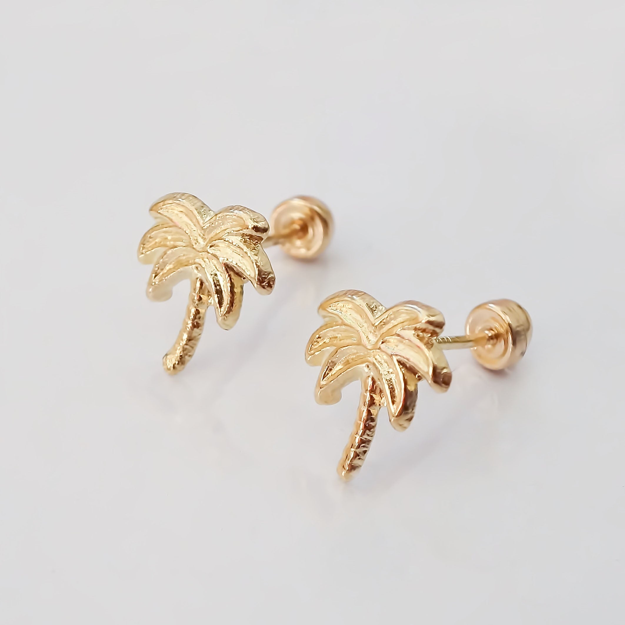Amor Eterno - Broqueles Palmera / Aretes / Oro Sólido 10k