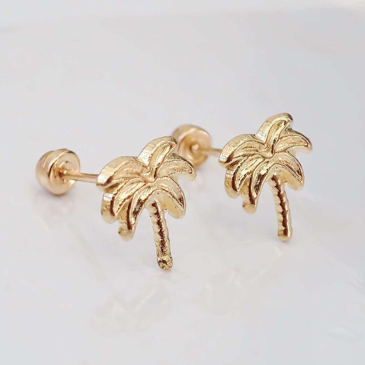 Amor Eterno - Broqueles Palmera / Aretes / Oro Sólido 10k