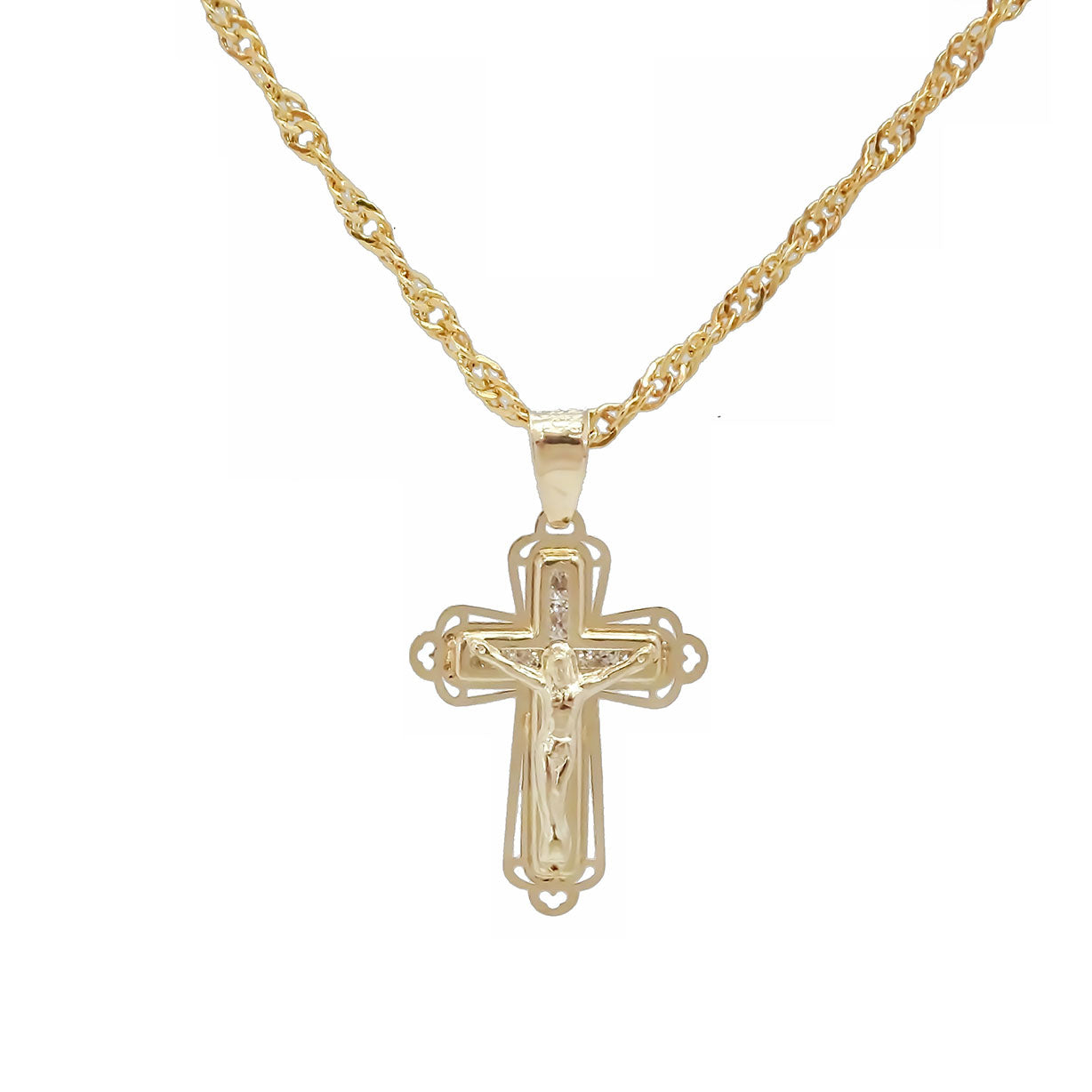 Amor Eterno - Dije Crucifijo Cristo Vitral / Oro 10k
