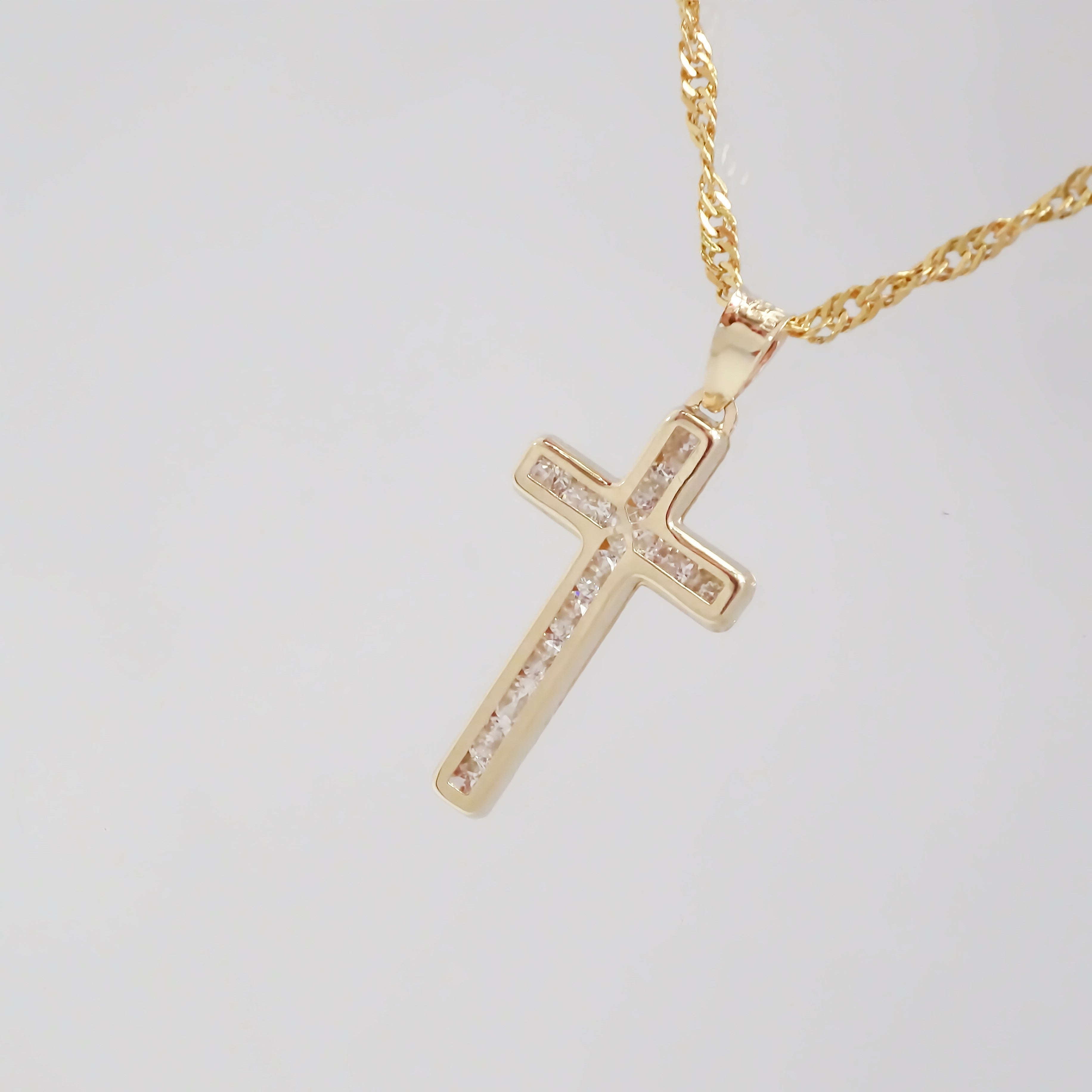 Amor Eterno - Dije Cruz Sin Cristo / Oro 10k Solido Amarillo