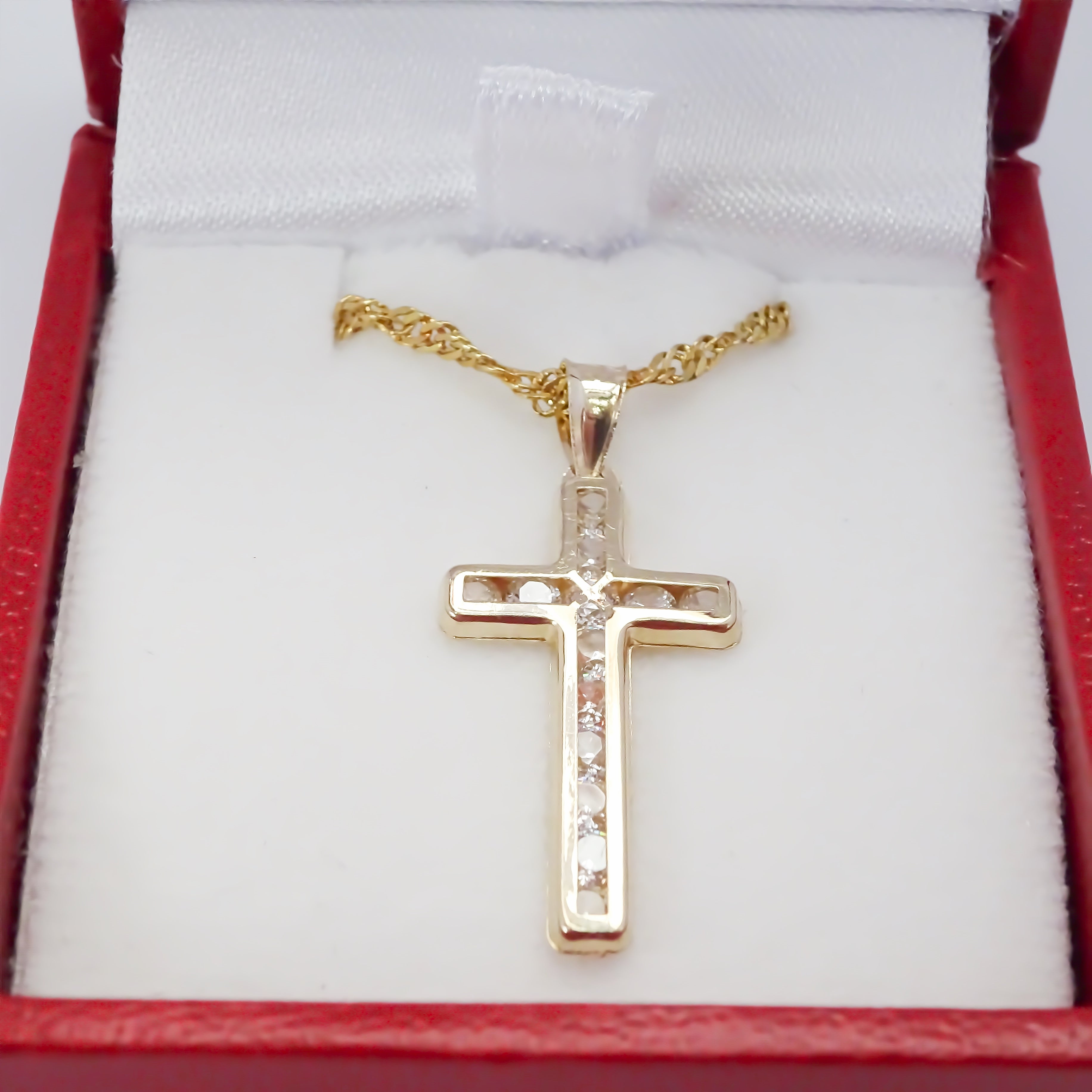 Amor Eterno - Dije Cruz Sin Cristo / Oro 10k Solido Amarillo