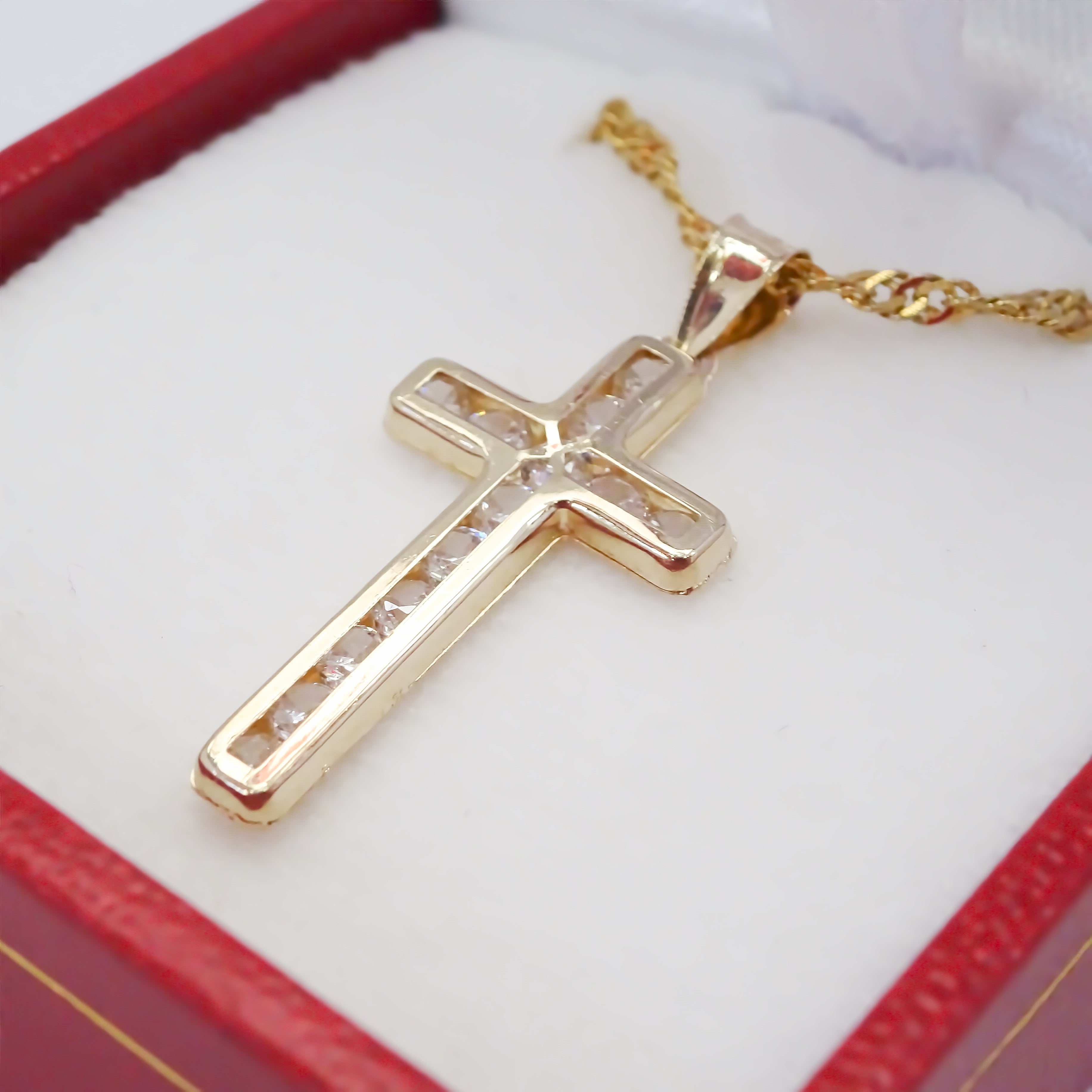 Amor Eterno - Dije Cruz Sin Cristo / Oro 10k Solido Amarillo
