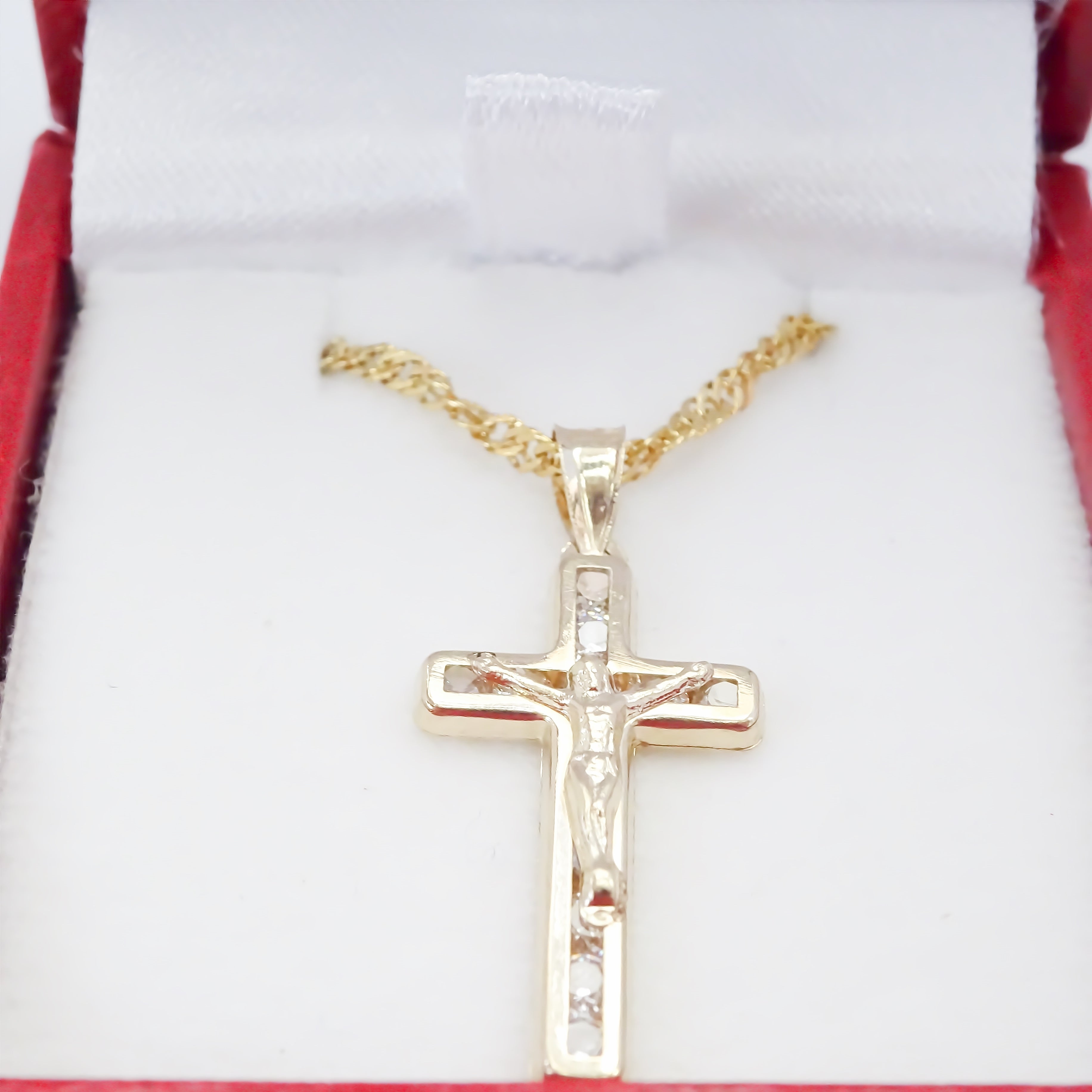 Amor Eterno - Dije Cruz Cristo / Oro 10k Solido Amarillo