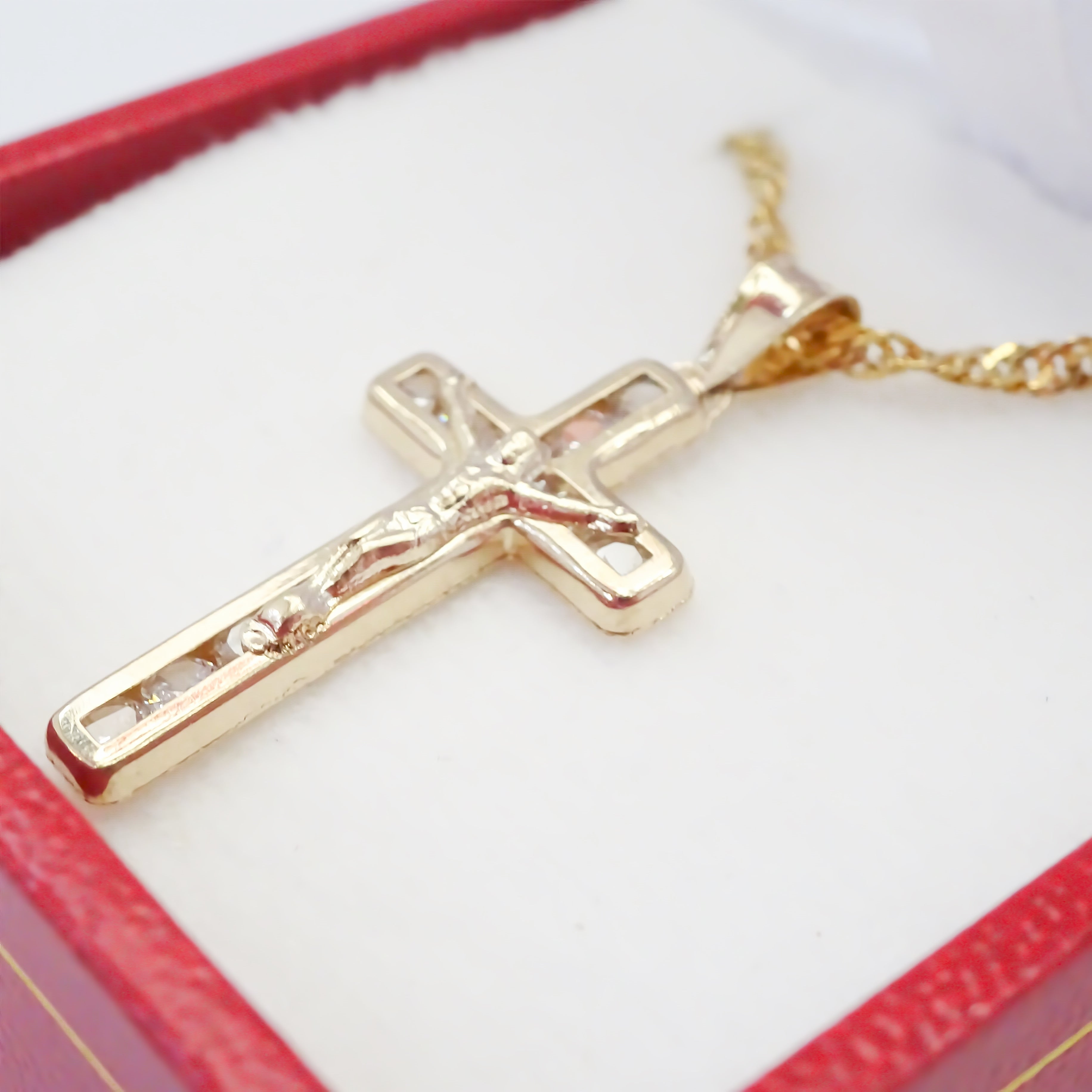 Amor Eterno - Dije Cruz Cristo / Oro 10k Solido Amarillo