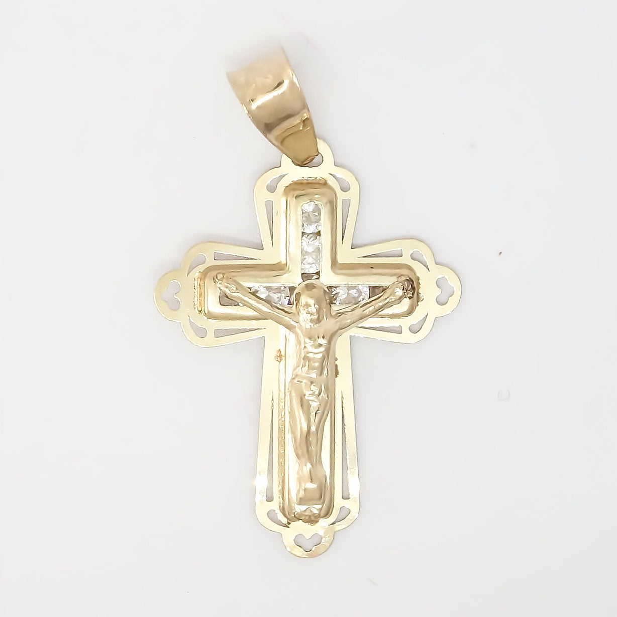 Amor Eterno - Dije Crucifijo Cristo Vitral / Oro 10k