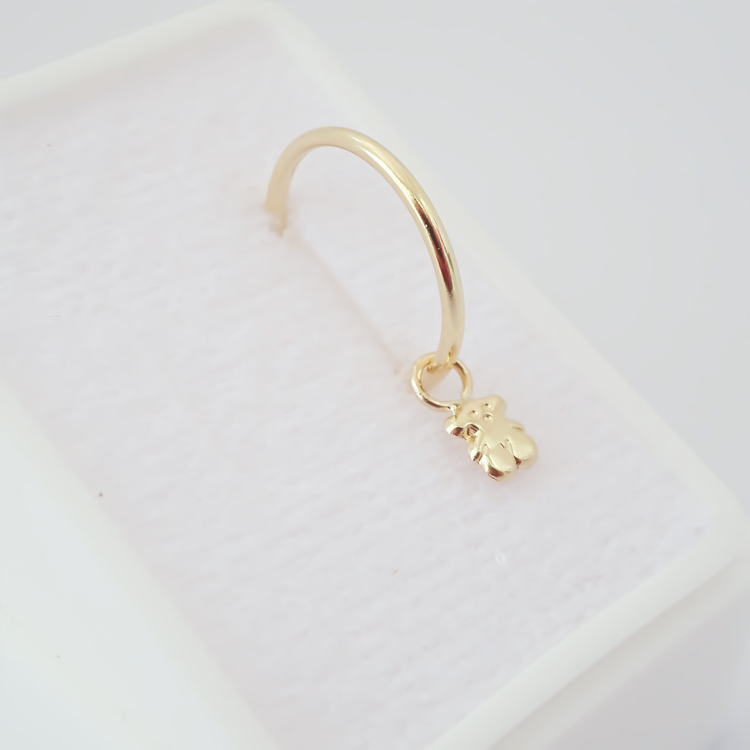 Amor Eterno - 2 Dijes Para Arracada Osito / Oro Sólido 10k