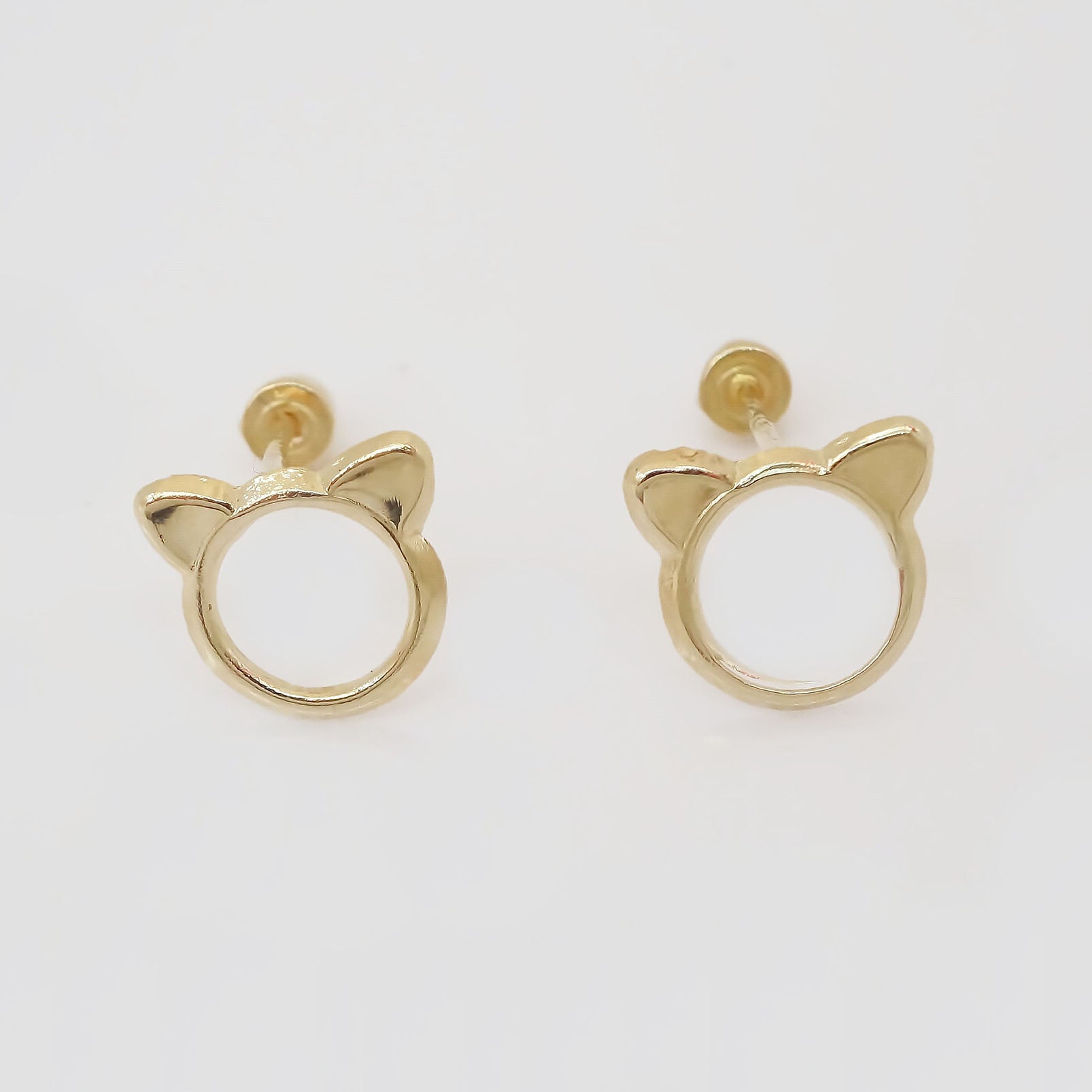 Amor Eterno - Broqueles Orejitas De Gato / Aretes / Oro 10k