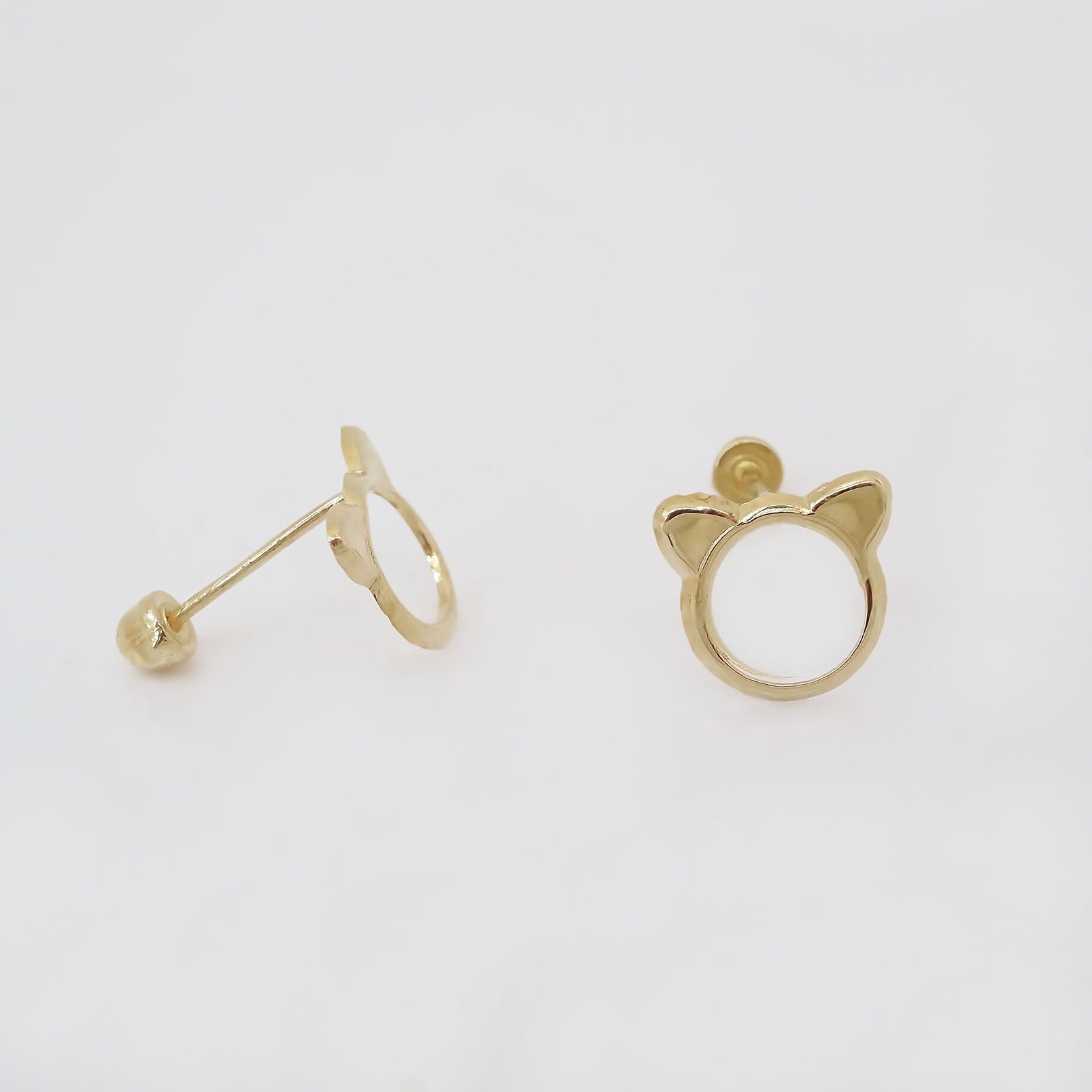 Amor Eterno - Broqueles Orejitas De Gato / Aretes / Oro 10k