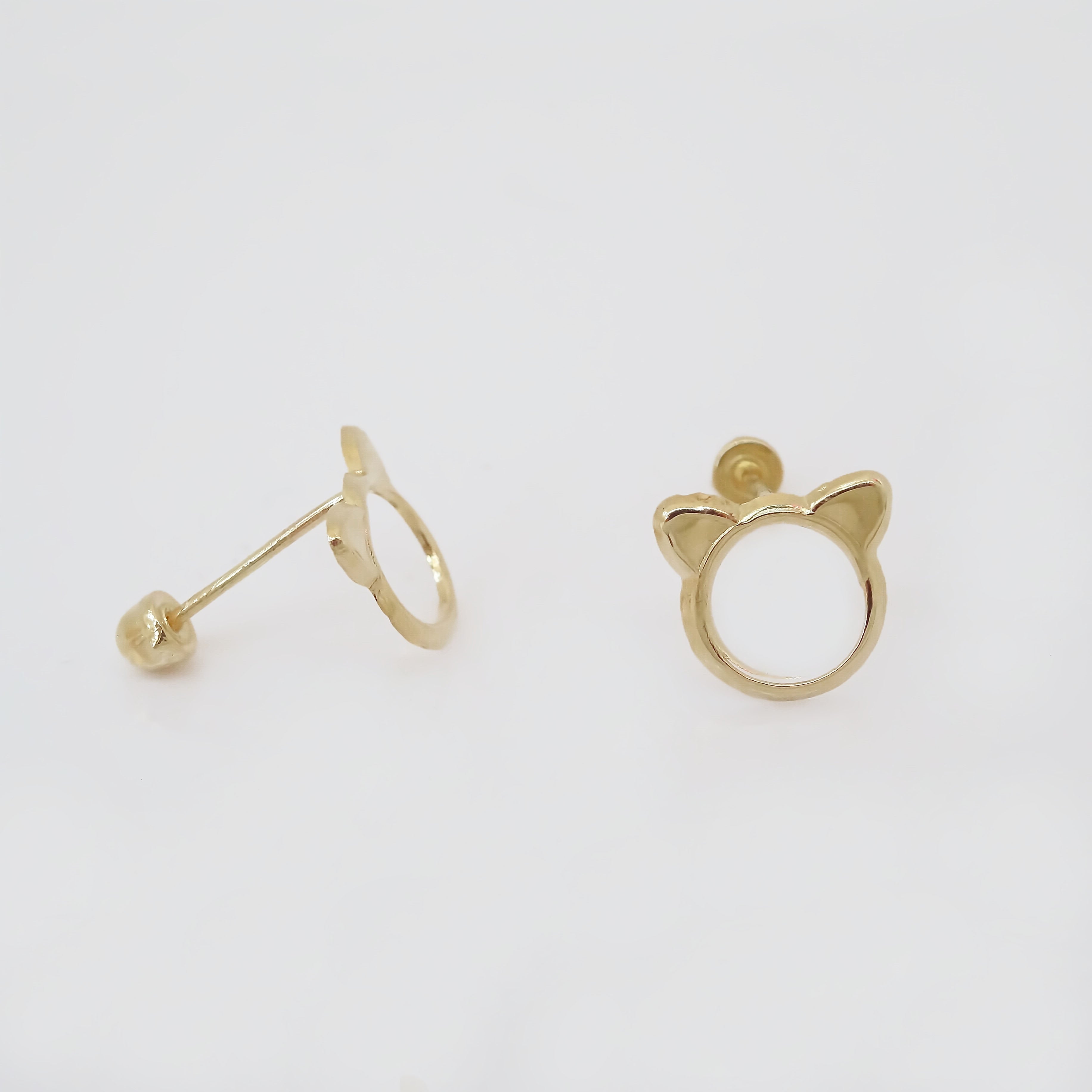 Amor Eterno - Broqueles Orejitas De Gato / Aretes / Oro 10k