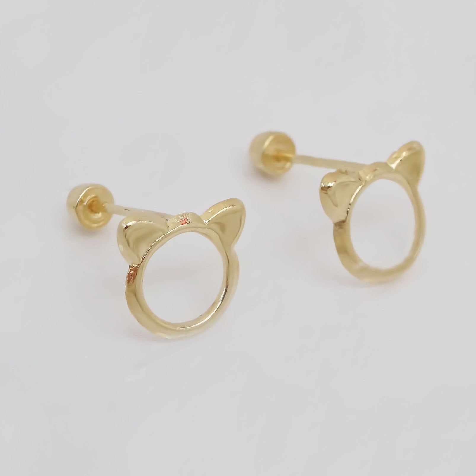 Amor Eterno - Broqueles Orejitas De Gato / Aretes / Oro 10k