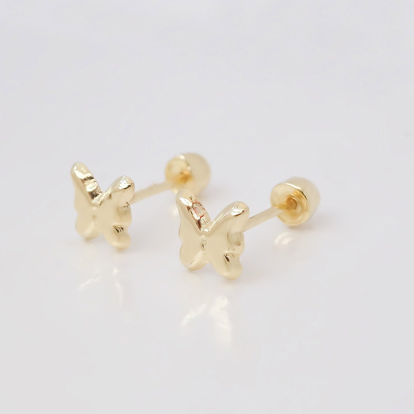 Amor Eterno - Broqueles Mariposa Bebé Aretes Oro Sólido 10k