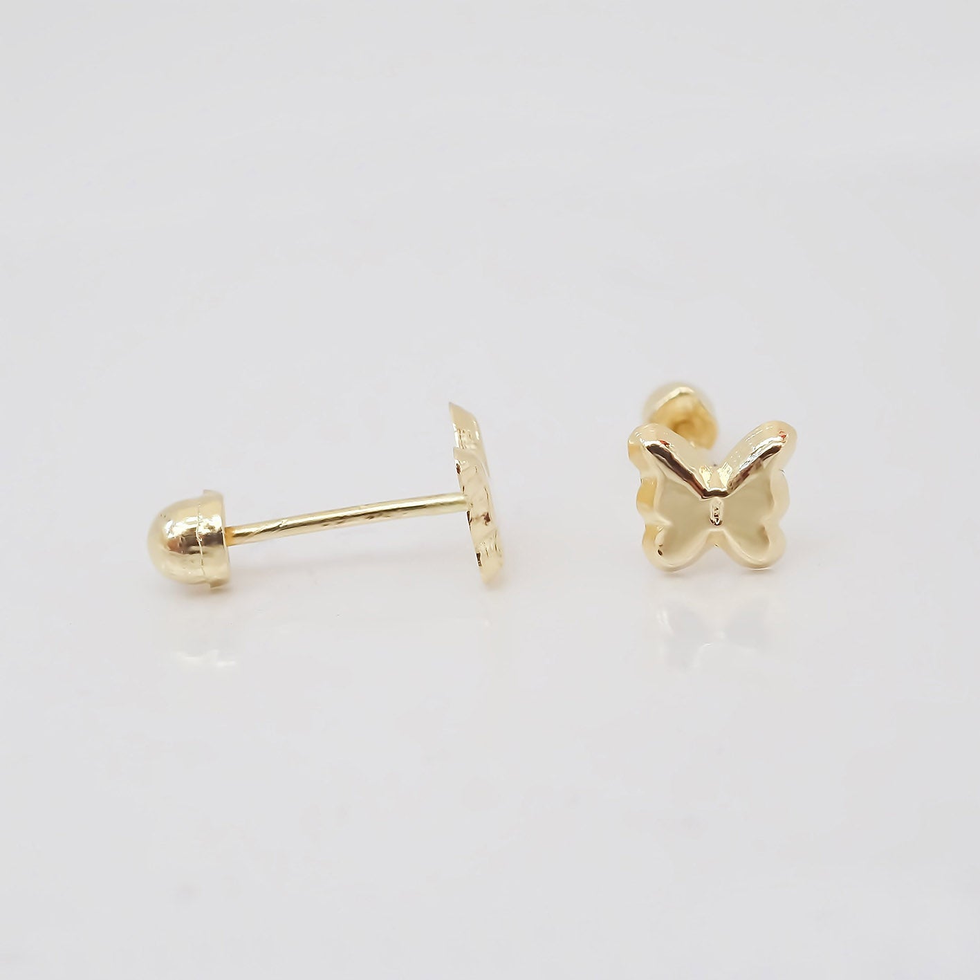 Amor Eterno - Broqueles Mariposa Bebé Aretes Oro Sólido 10k