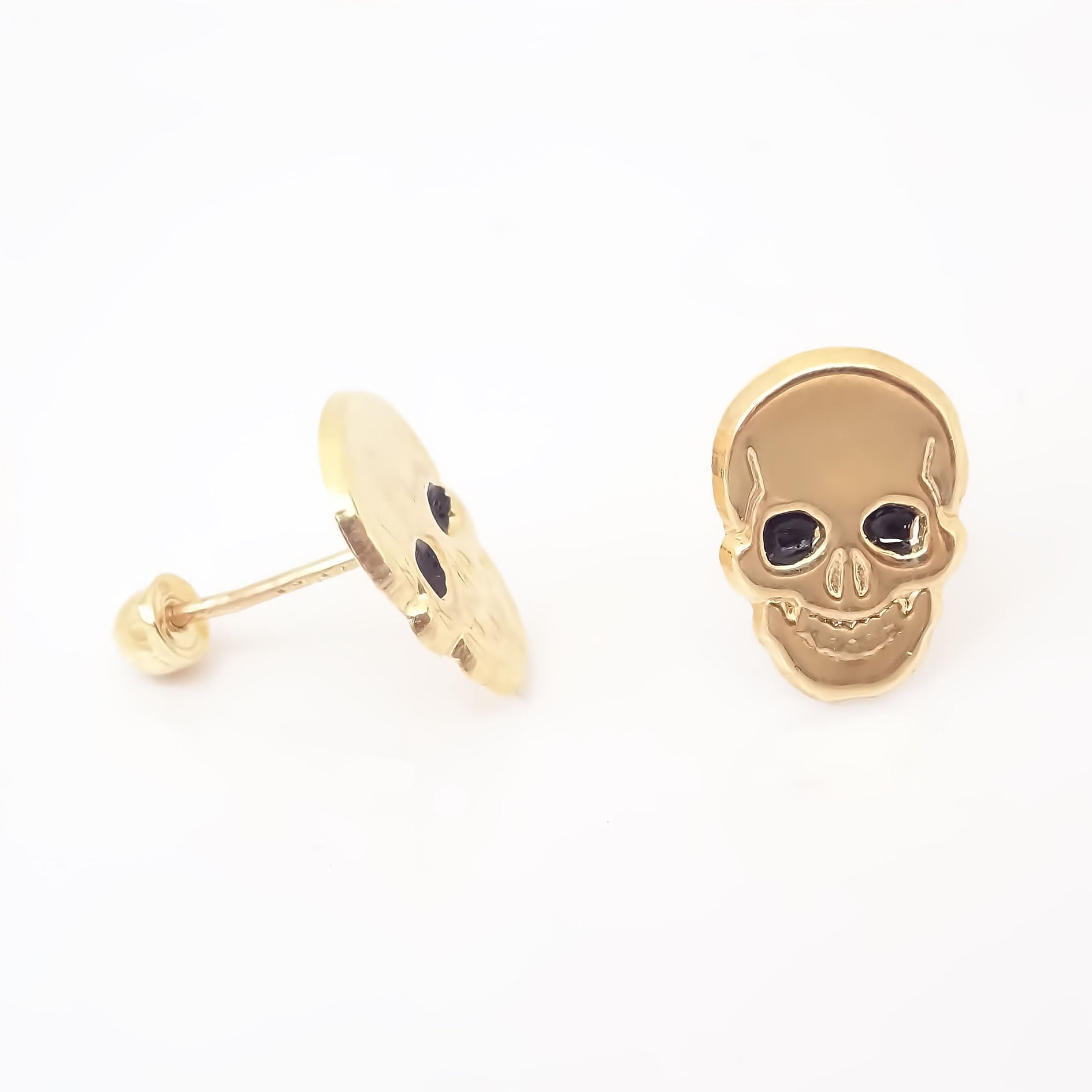 Amor Eterno - Broqueles Cráneo Calavera / Aretes / Oro 10k