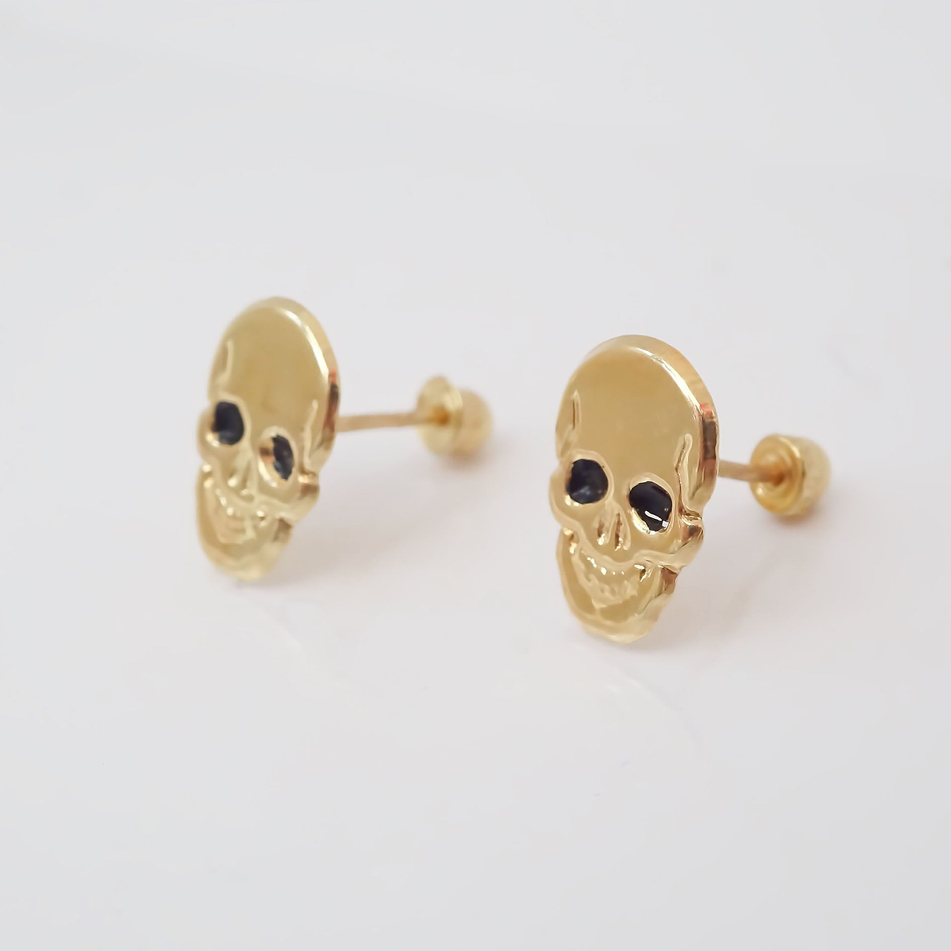 Amor Eterno - Broqueles Cráneo Calavera / Aretes / Oro 10k