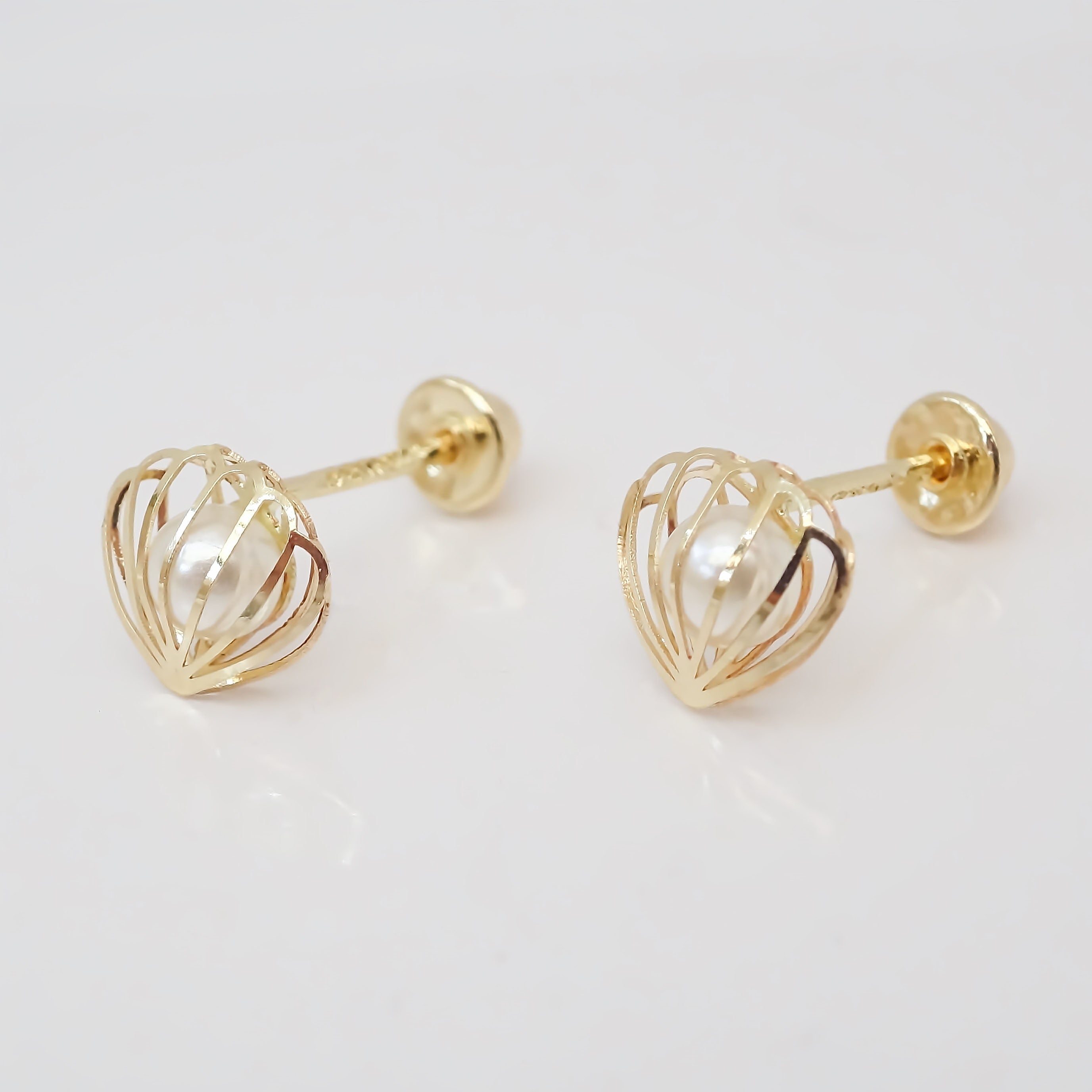 Amor Eterno - Broqueles Concha Perla Ostra Aretes / Oro 10k