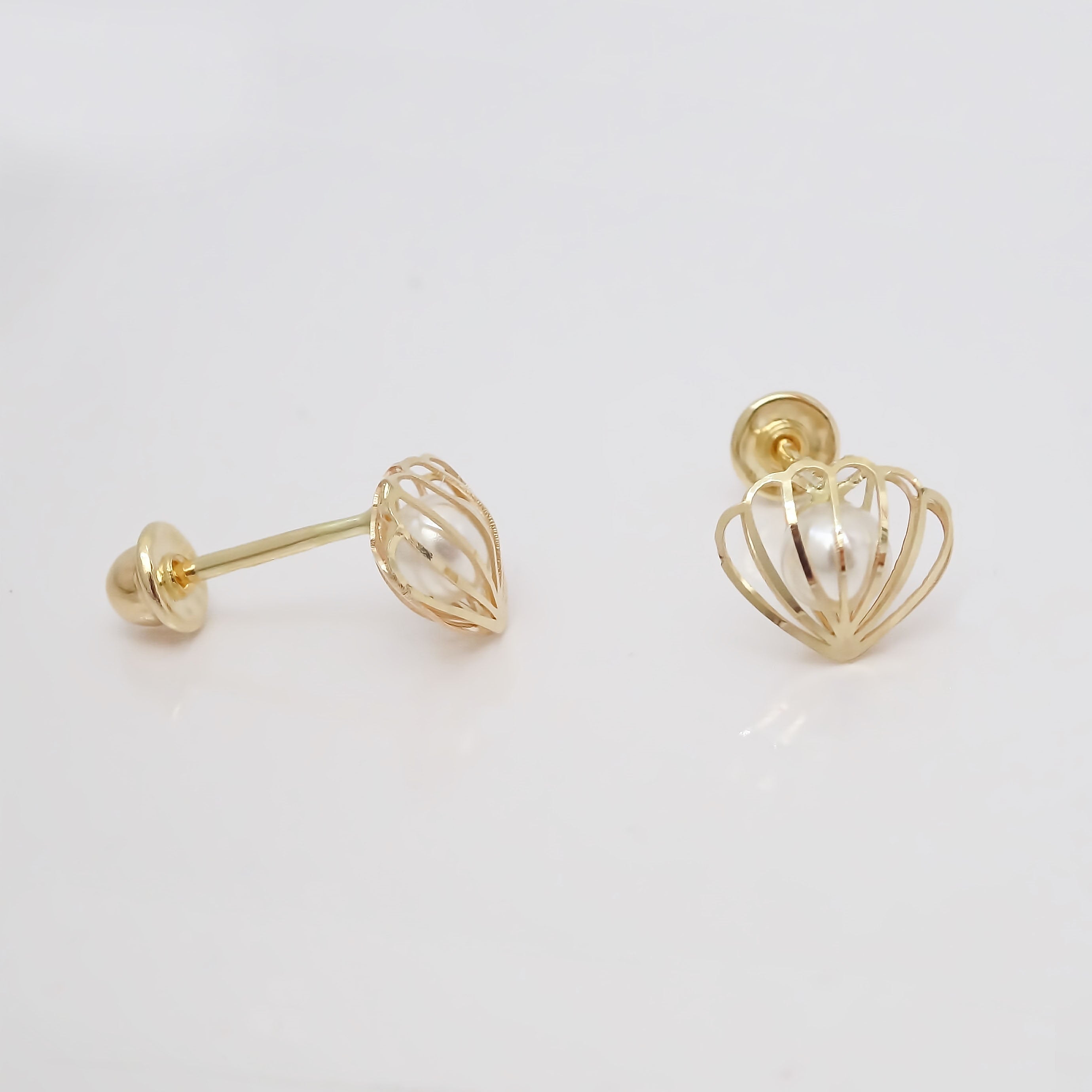 Amor Eterno - Broqueles Concha Perla Ostra Aretes / Oro 10k