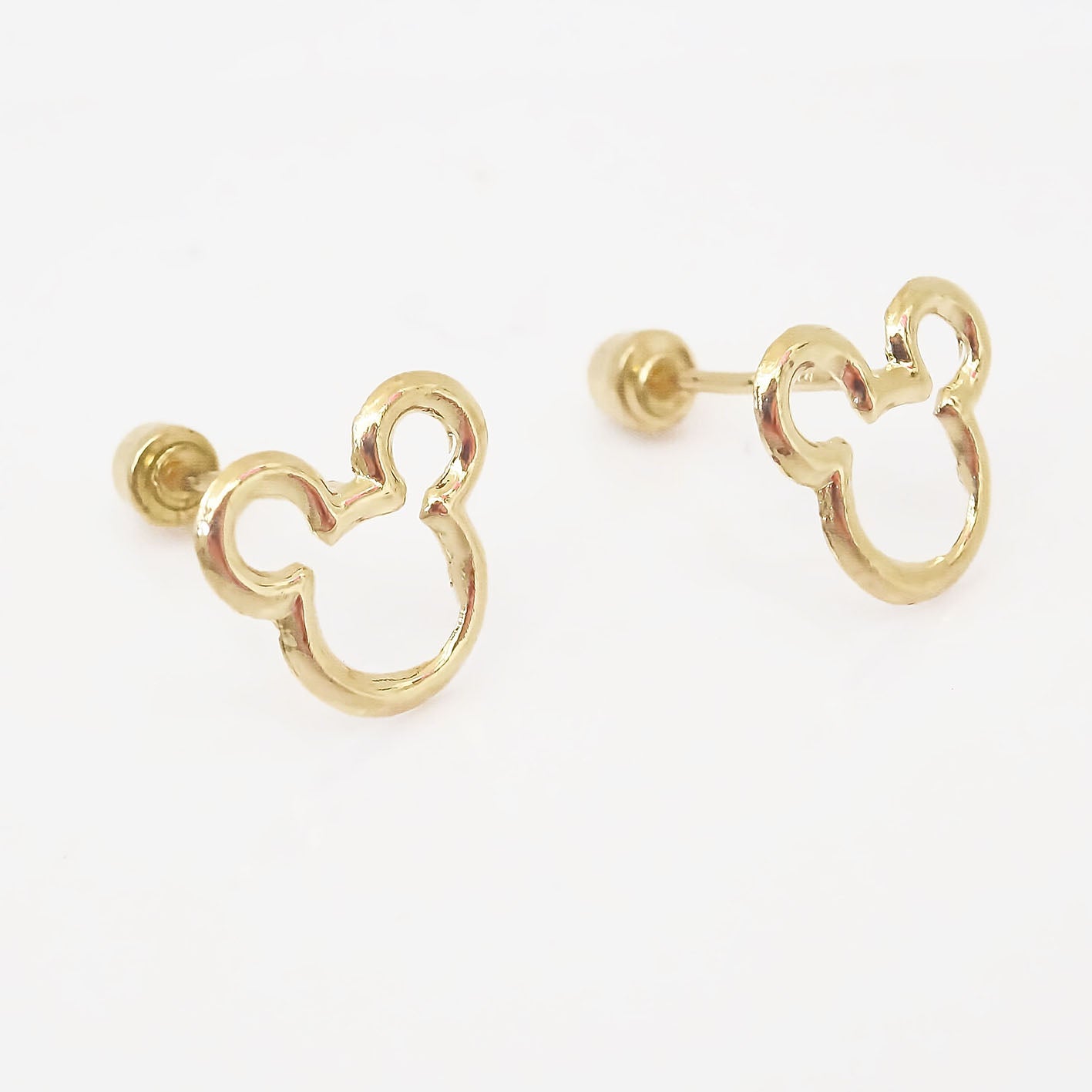 Amor Eterno - Broqueles Disney Silueta Mickey Aretes / Oro 10k