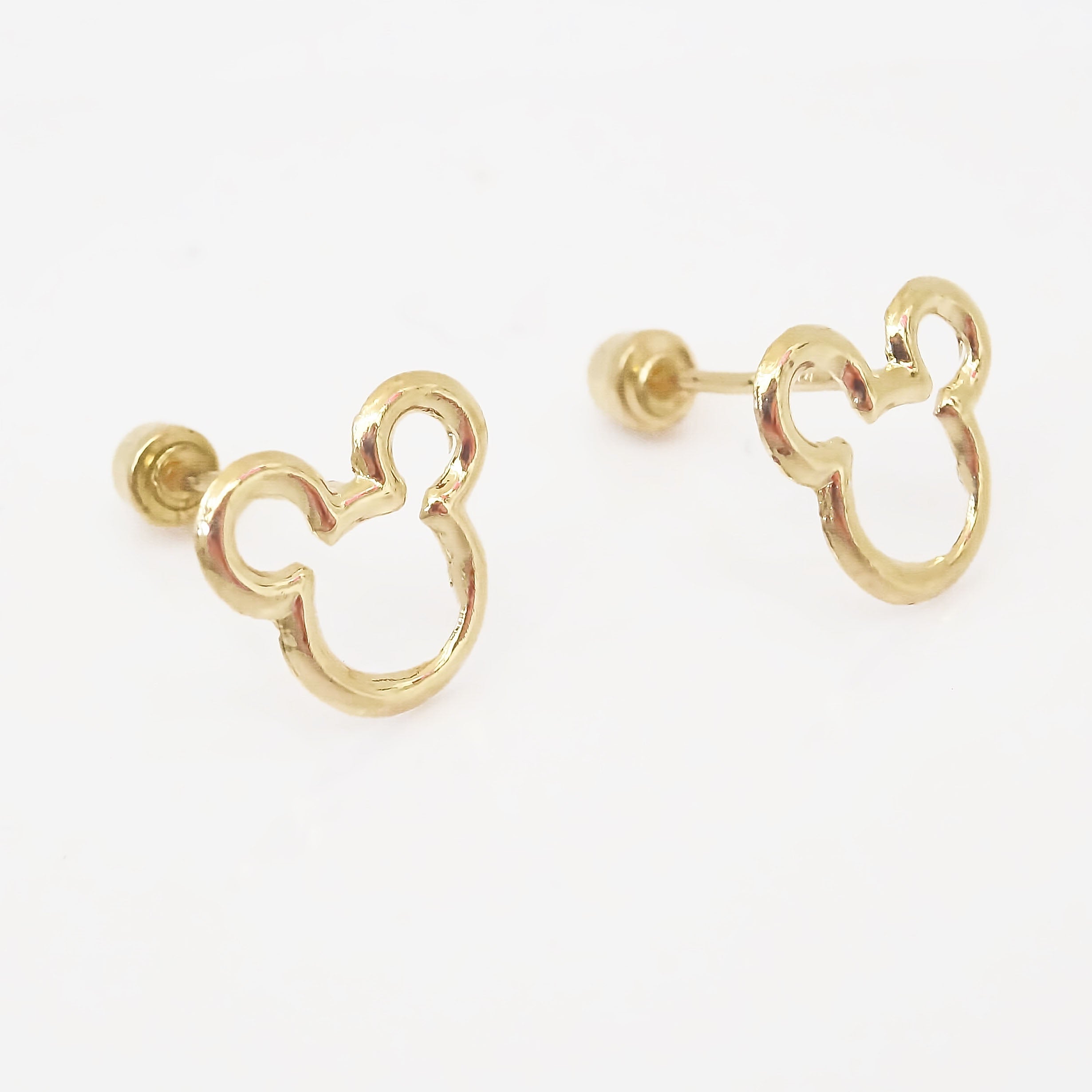 Amor Eterno - Broqueles Disney Silueta Mickey Aretes / Oro 10k