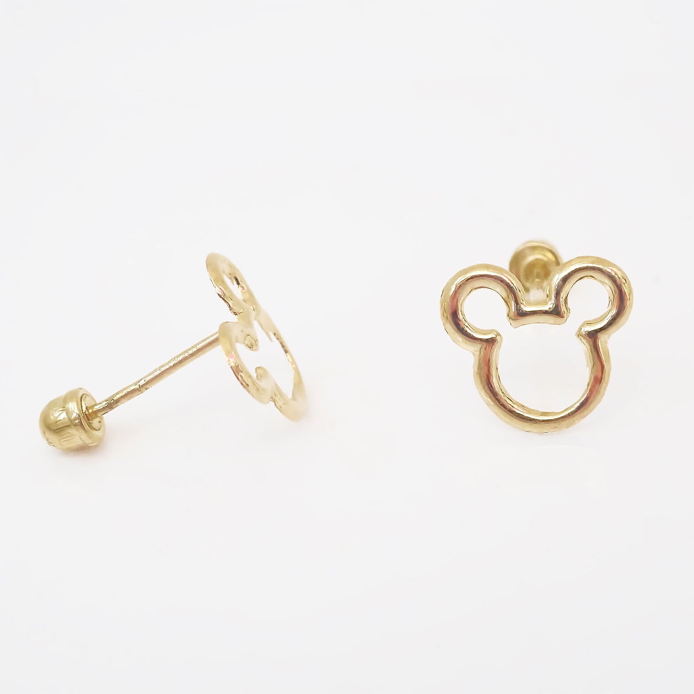 Amor Eterno - Broqueles Disney Silueta Mickey Aretes / Oro 10k