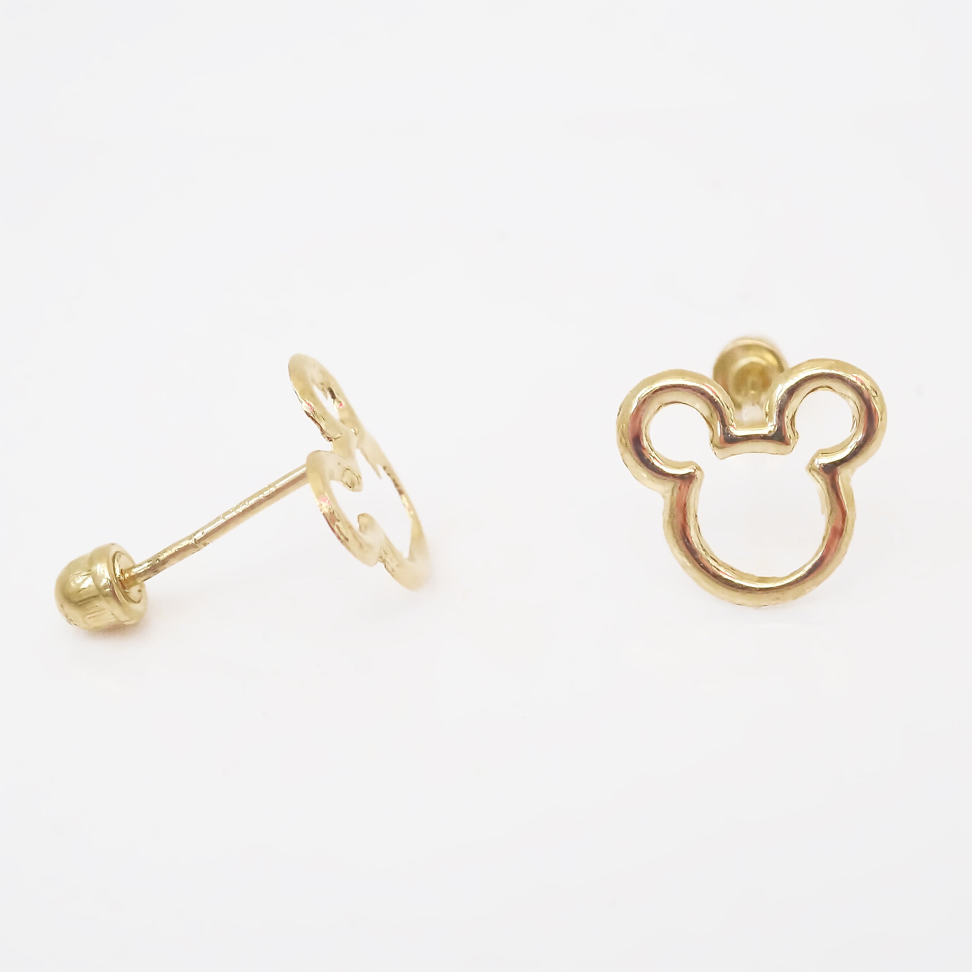 Amor Eterno - Broqueles Disney Silueta Mickey Aretes / Oro 10k