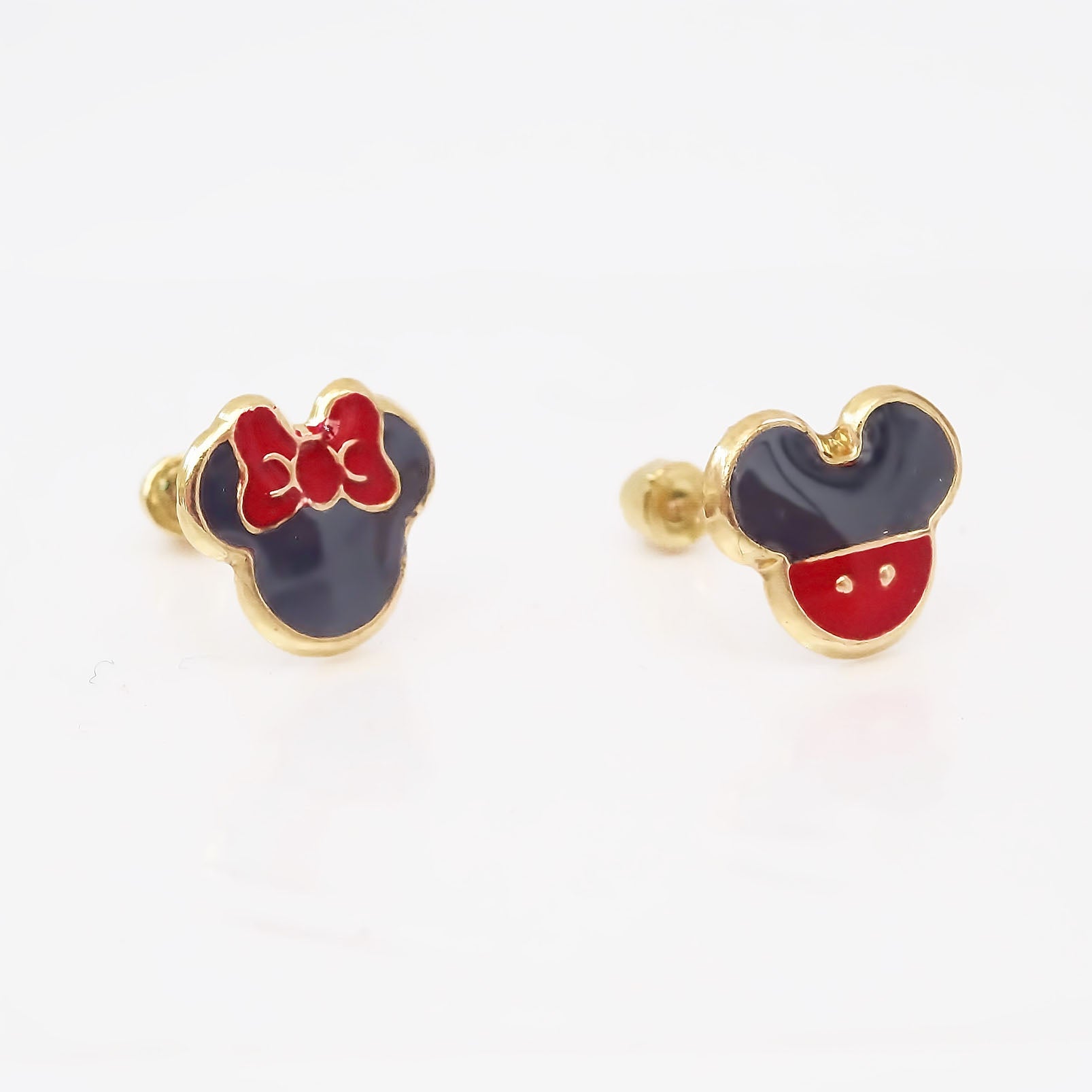 Amor Eterno - Broqueles Disney Mickey Minnie Aretes Oro 10k