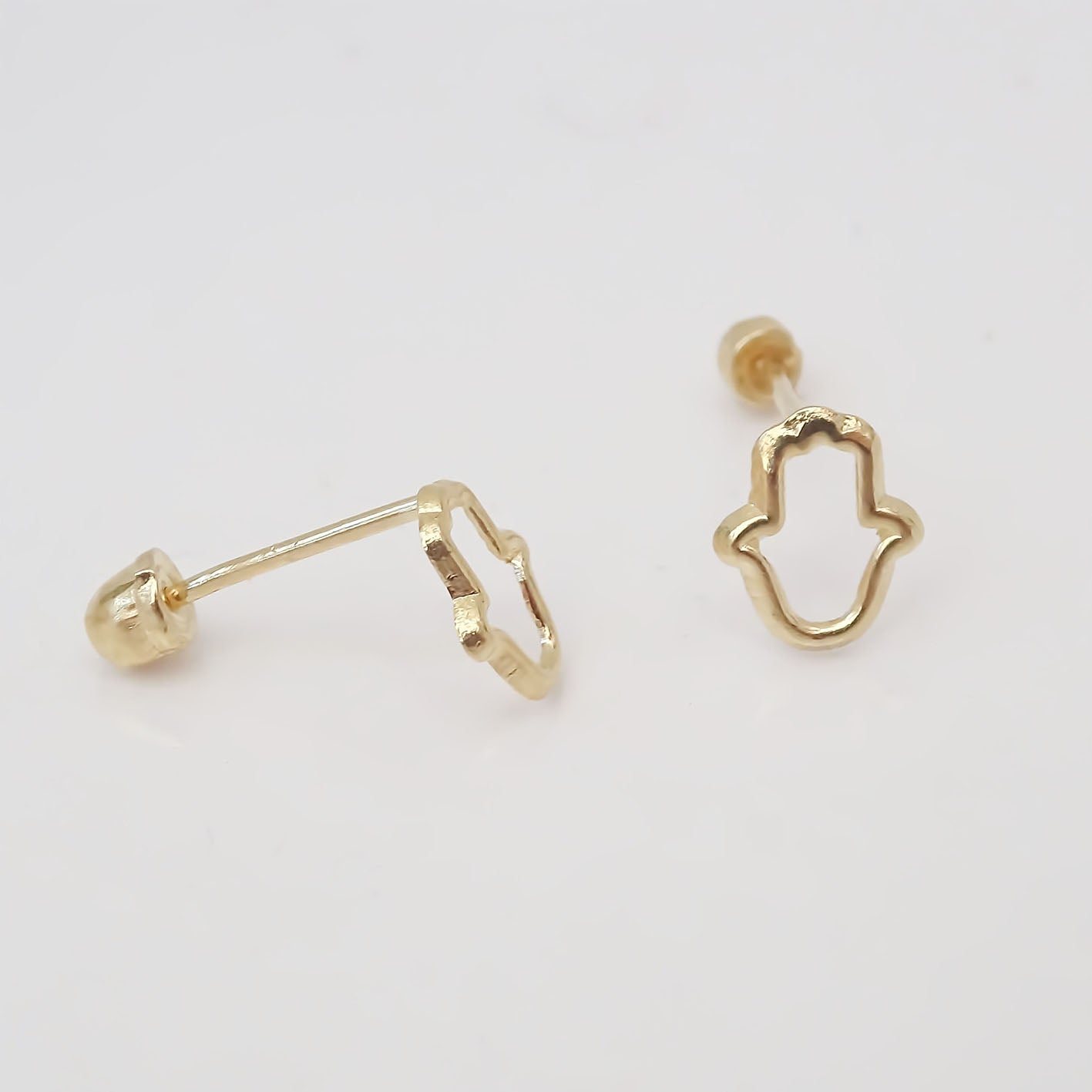 Amor Eterno - Broqueles Mano De Fátima Silueta Aretes Oro 10k